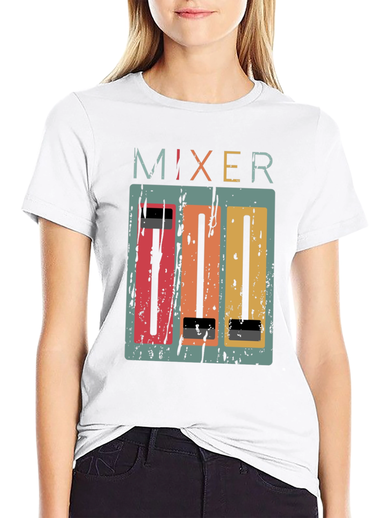 Black Retro Mixer Graphic Tee - Music Lover's T-Shirt view 9