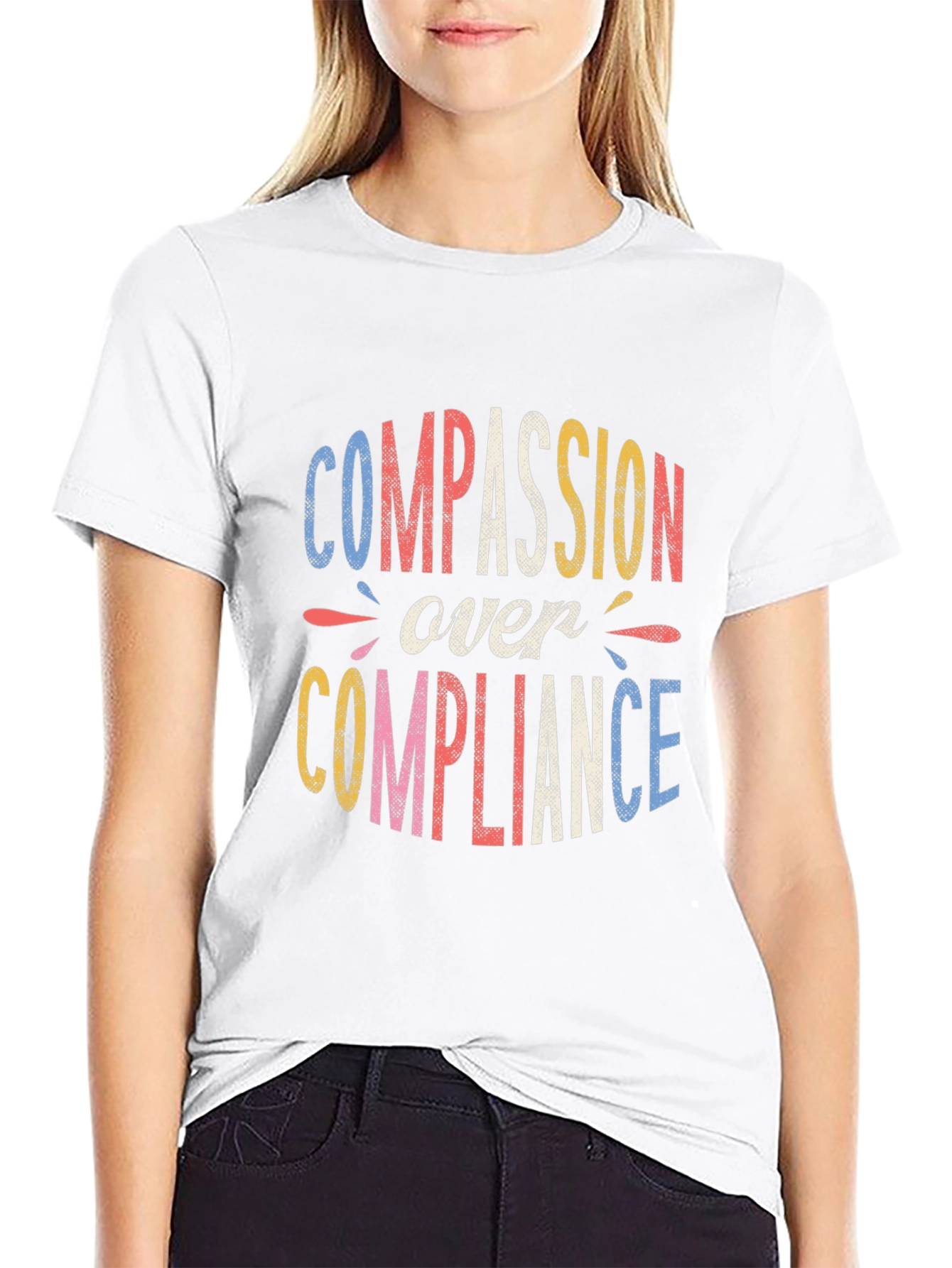 Black Compassion Over Compliance Graphic Tee - Black view 9