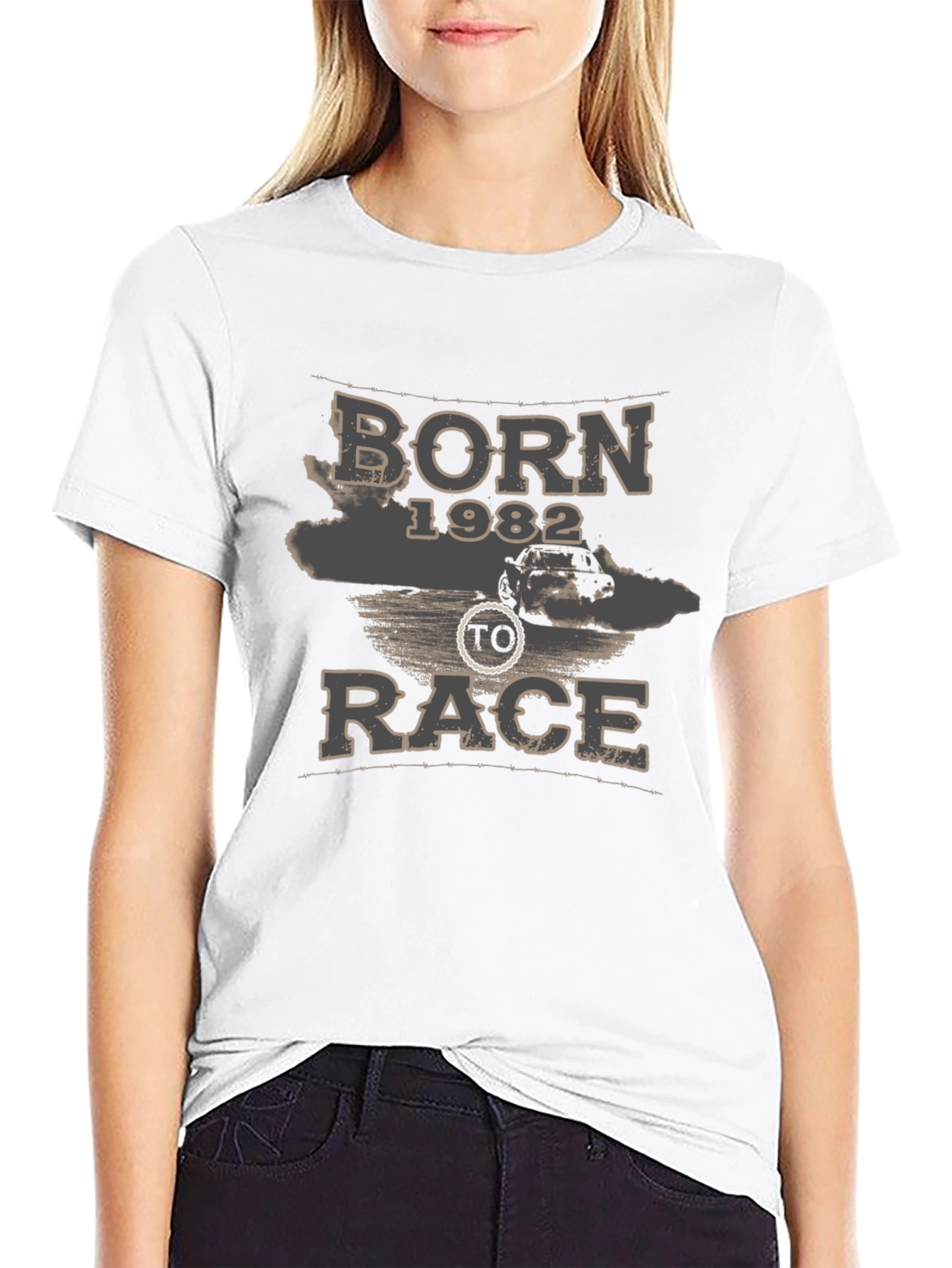 Black Born 1982 To Race Black Graphic Tee view 9