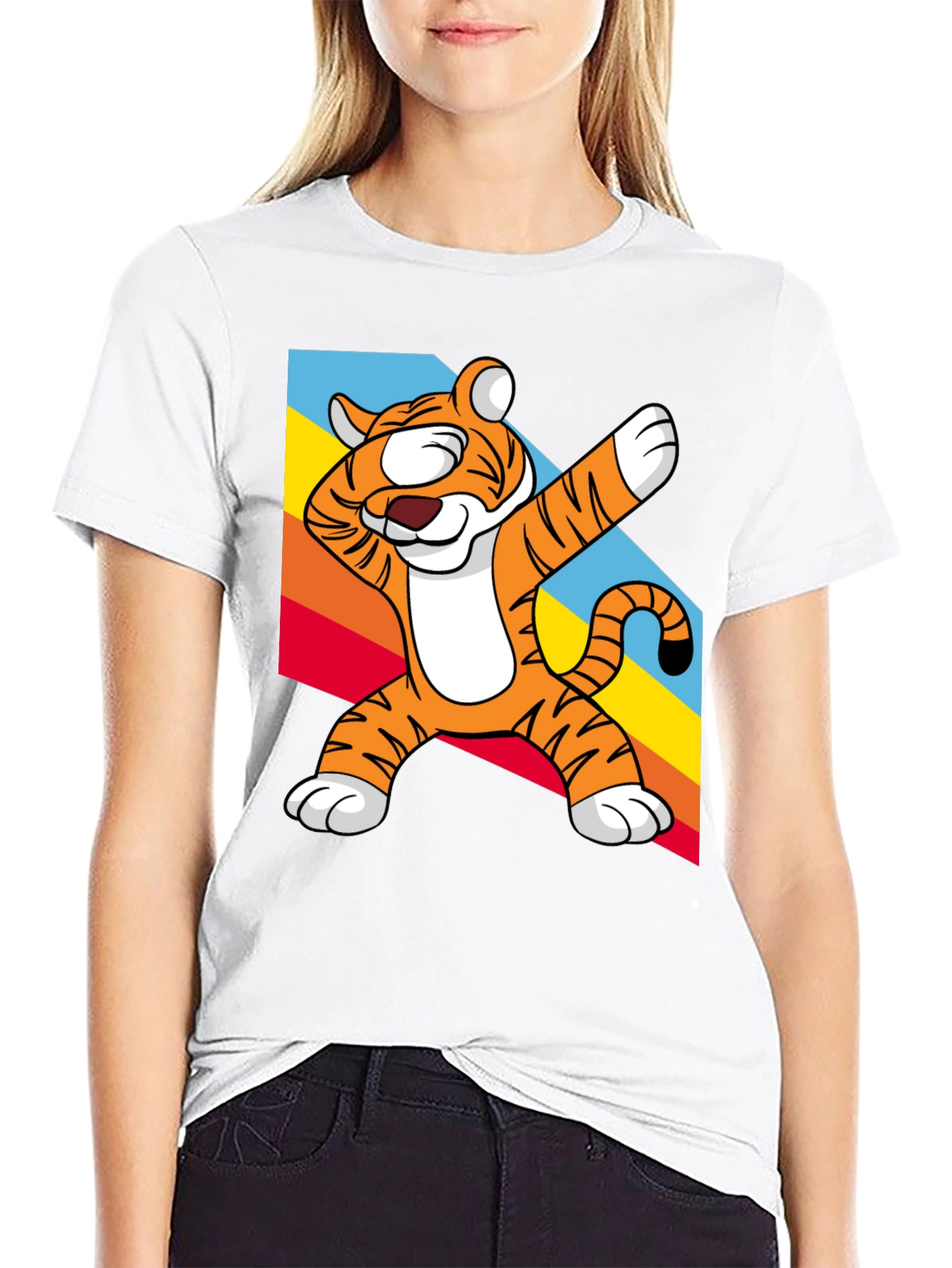 Black Dabbing Tiger Graphic Tee - Fun & Unique Design view 9