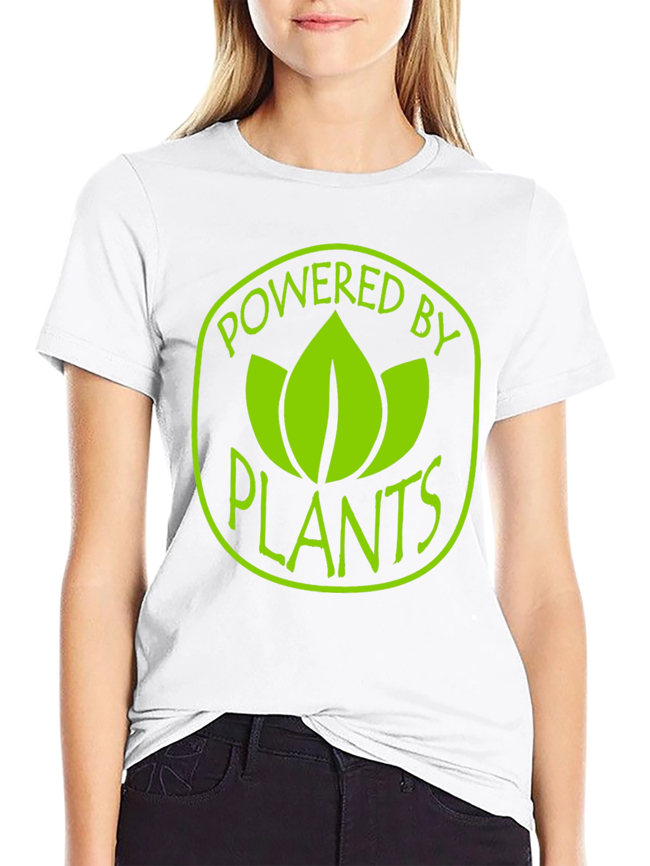 Black Powered By Plants T-Shirt - Vegan Lifestyle Tee view 9