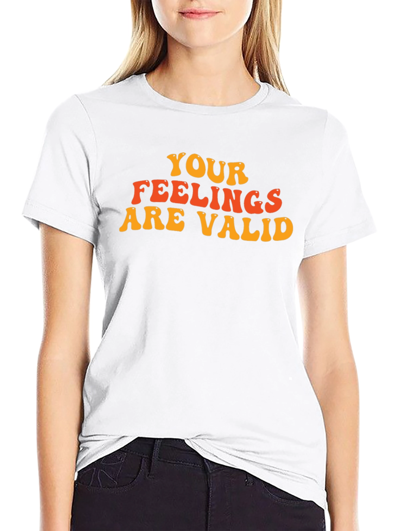 Black Your Feelings Are Valid Black T-Shirt view 9