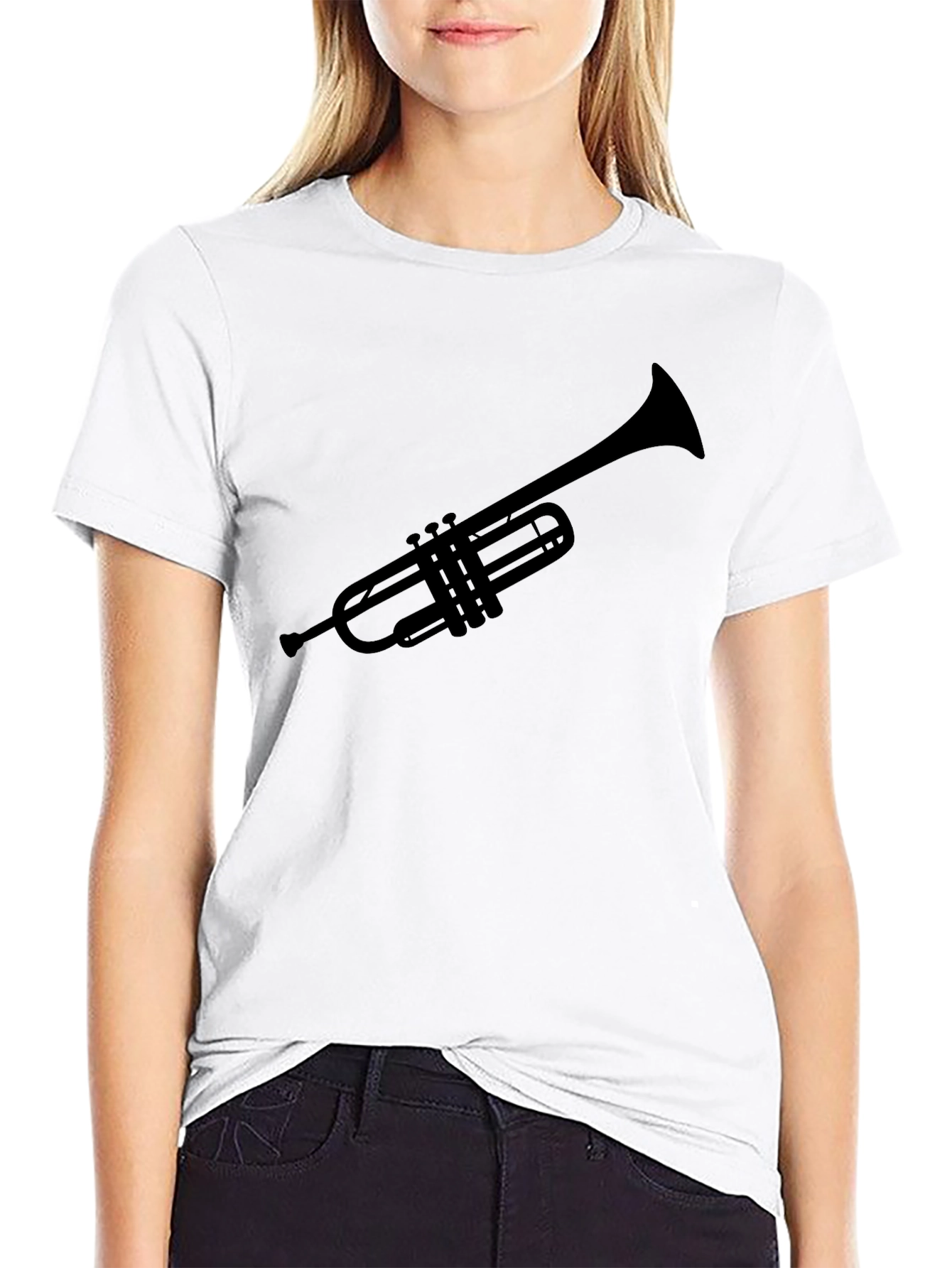 Black Trumpet Silhouette Tee - Musician's Black T-Shirt view 9