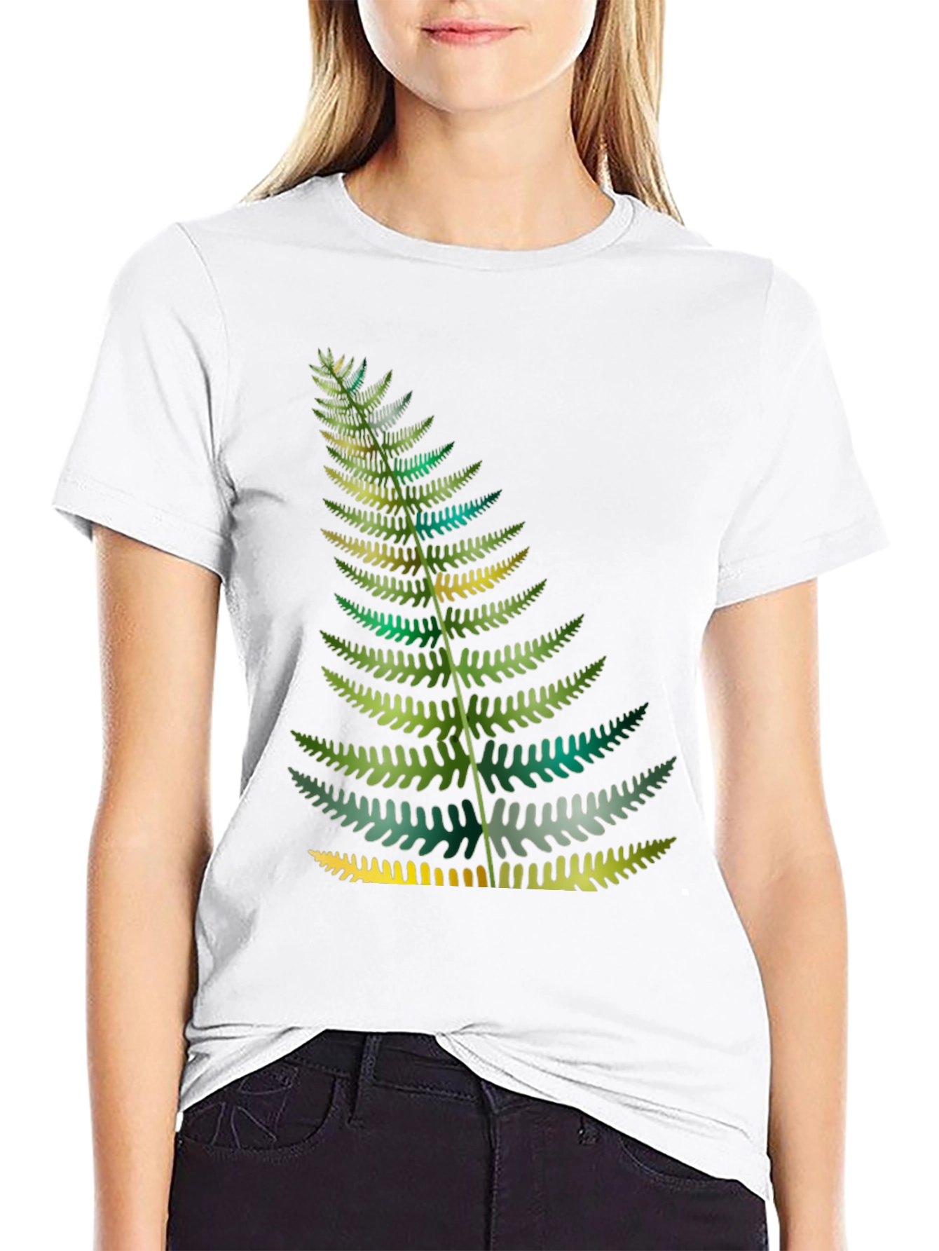 Black Fern Print Black T-Shirt view 9