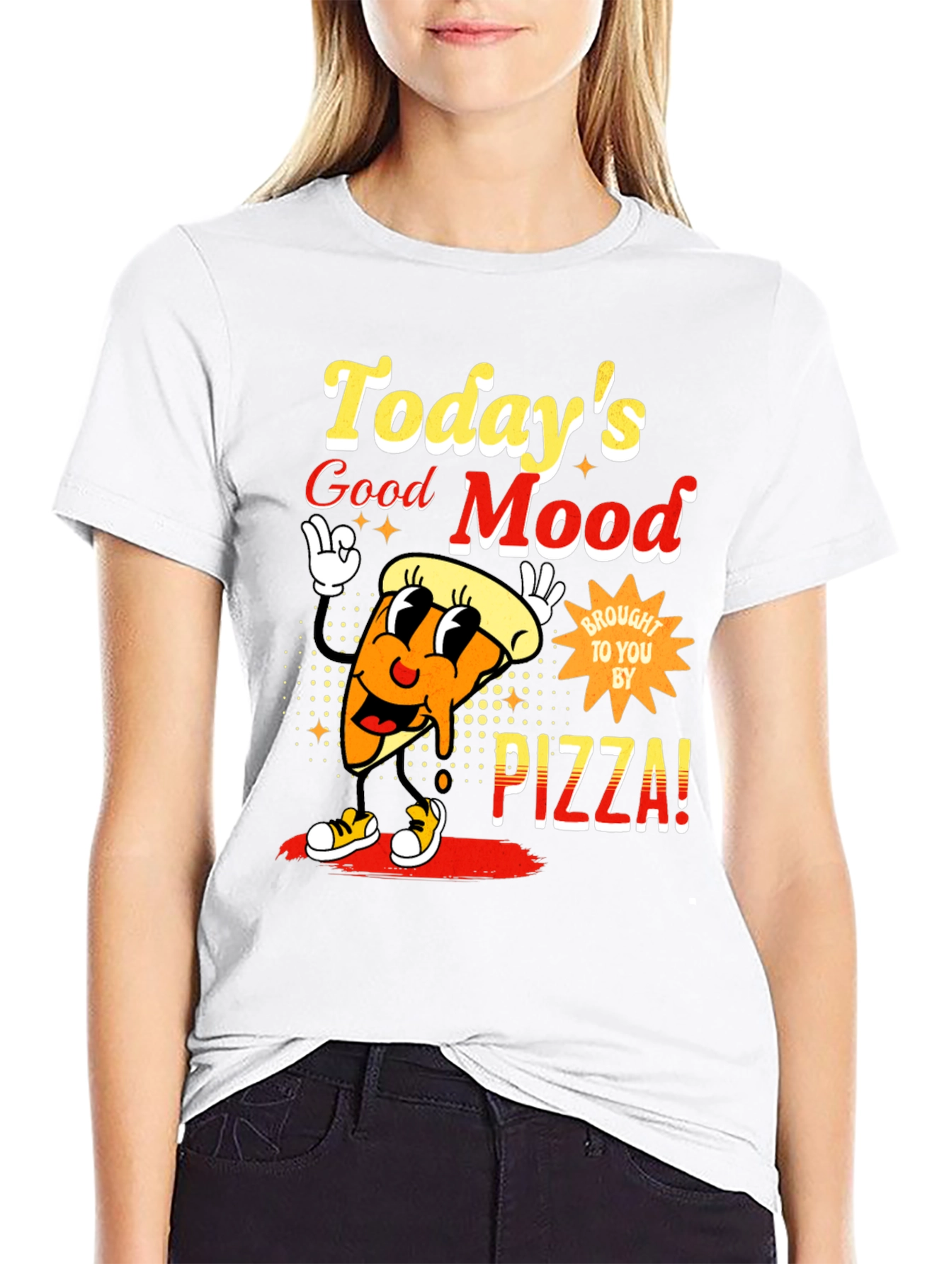 Black Today's Good Mood Pizza Graphic Tee view 9