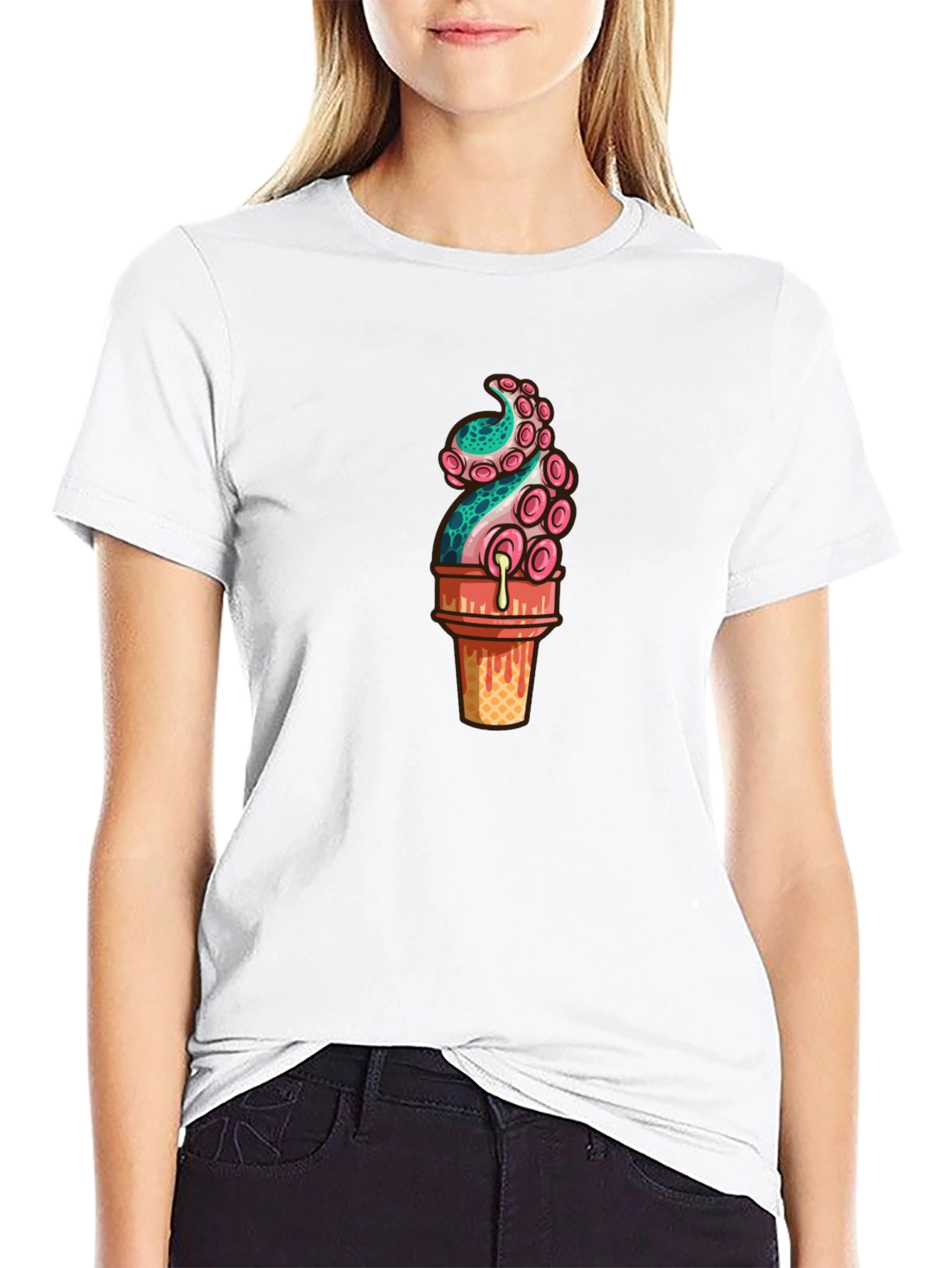 Black Octopus Ice Cream Graphic Tee view 9