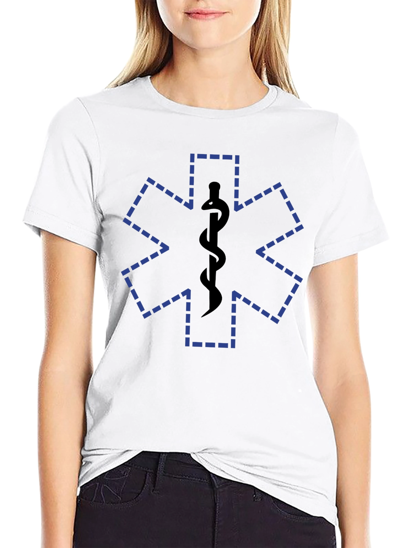 Black Medical Symbol Black T-Shirt view 9