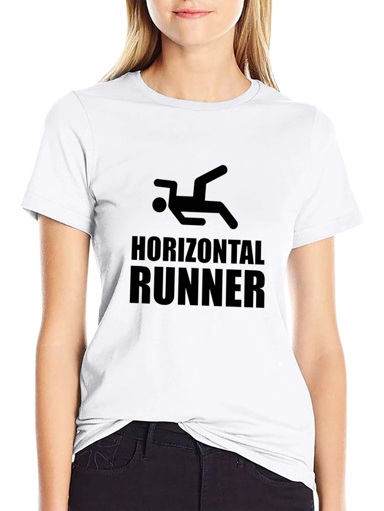 Black Funny Horizontal Runner Graphic T-Shirt view 9