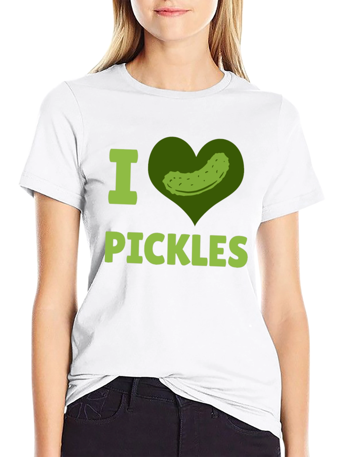 Black I Heart Pickles Funny T-Shirt  view 9