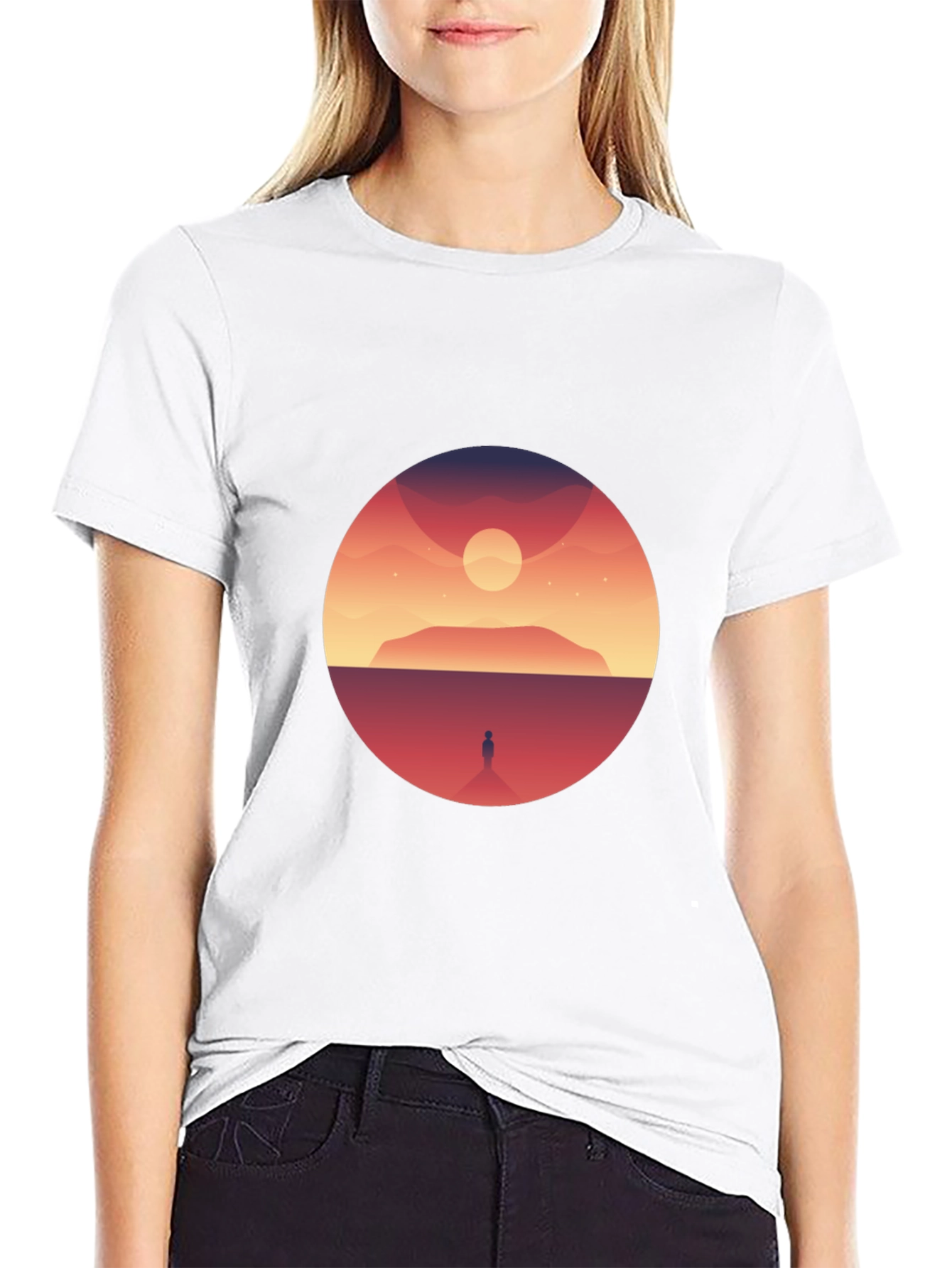 Black Sunset Silhouette Graphic Tee - Soft Cotton Blend view 9