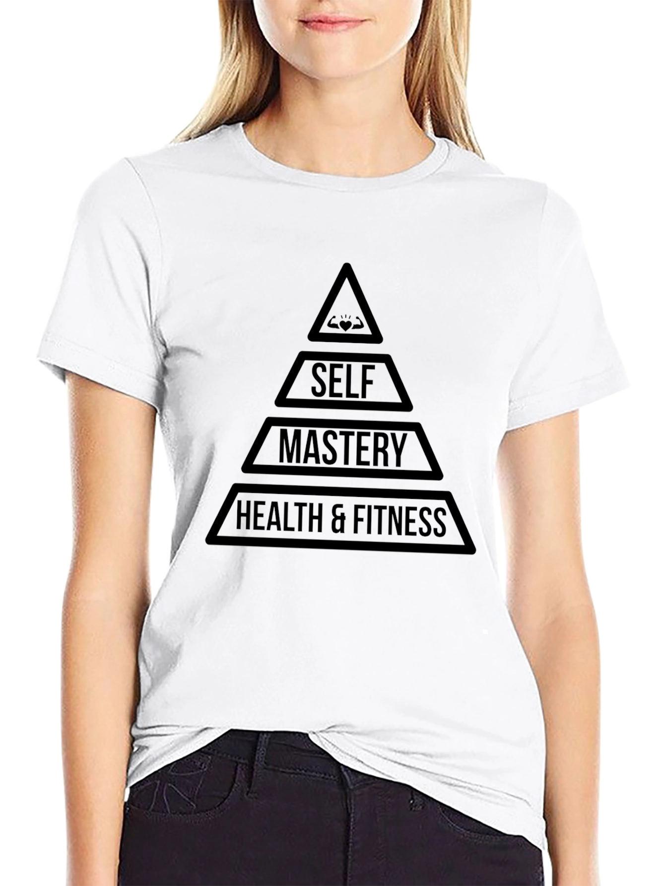 Black Self-Mastery Pyramid Black T-Shirt view 9