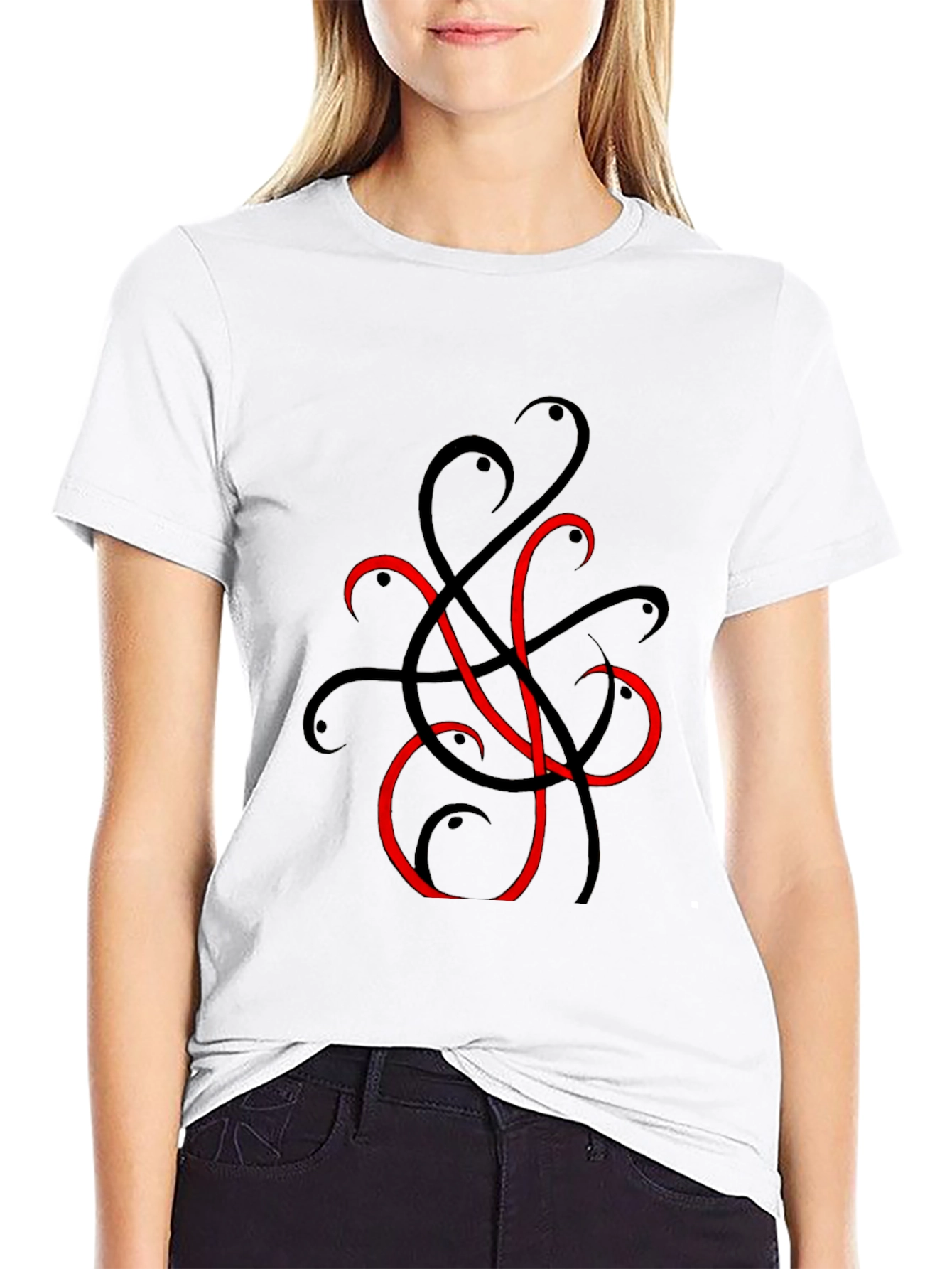 Black Abstract Snakes Tee - Cool Graphic T-Shirt view 9
