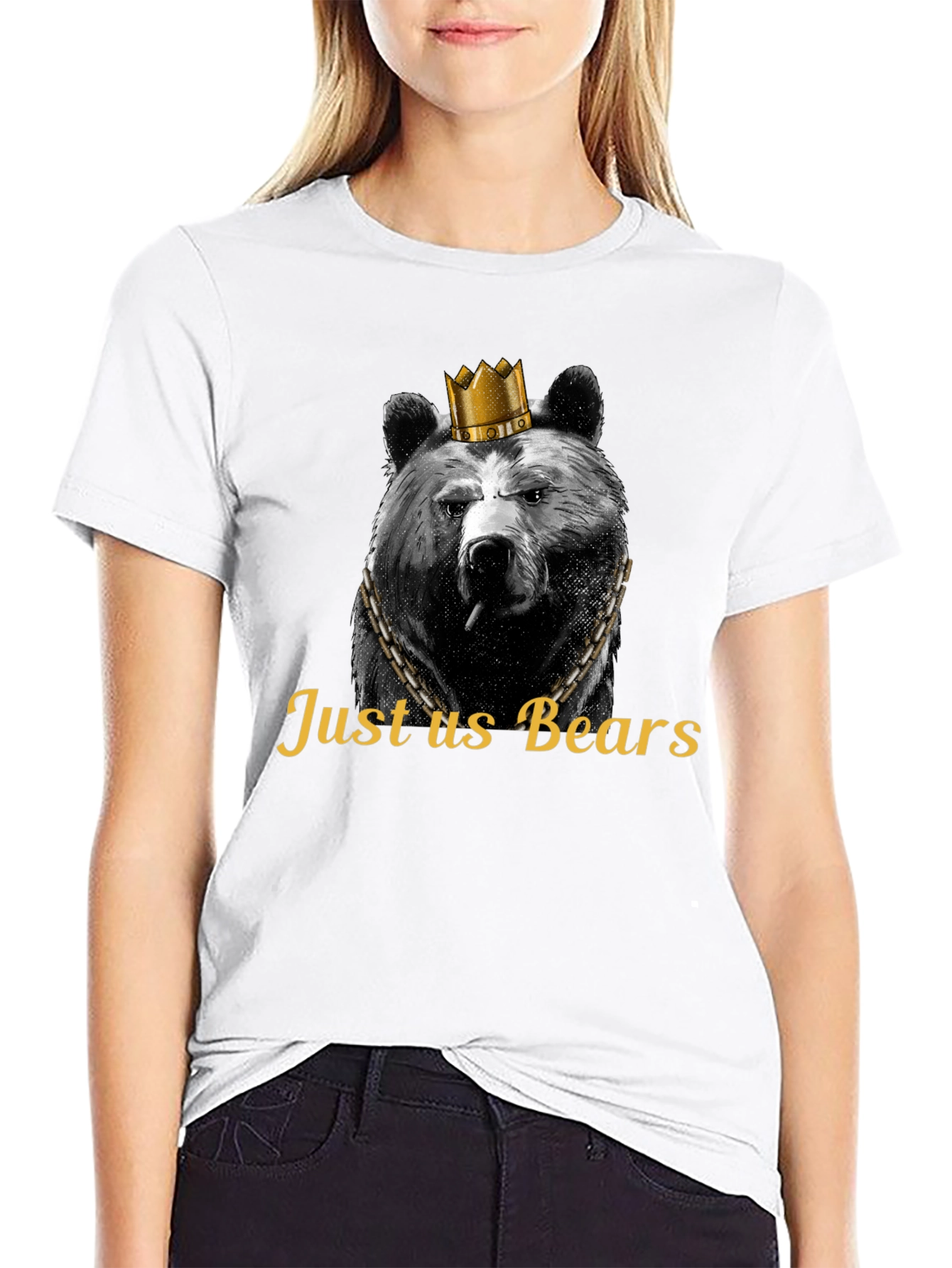 Black Just Us Bears Graphic Tee - King Bear T-Shirt view 9