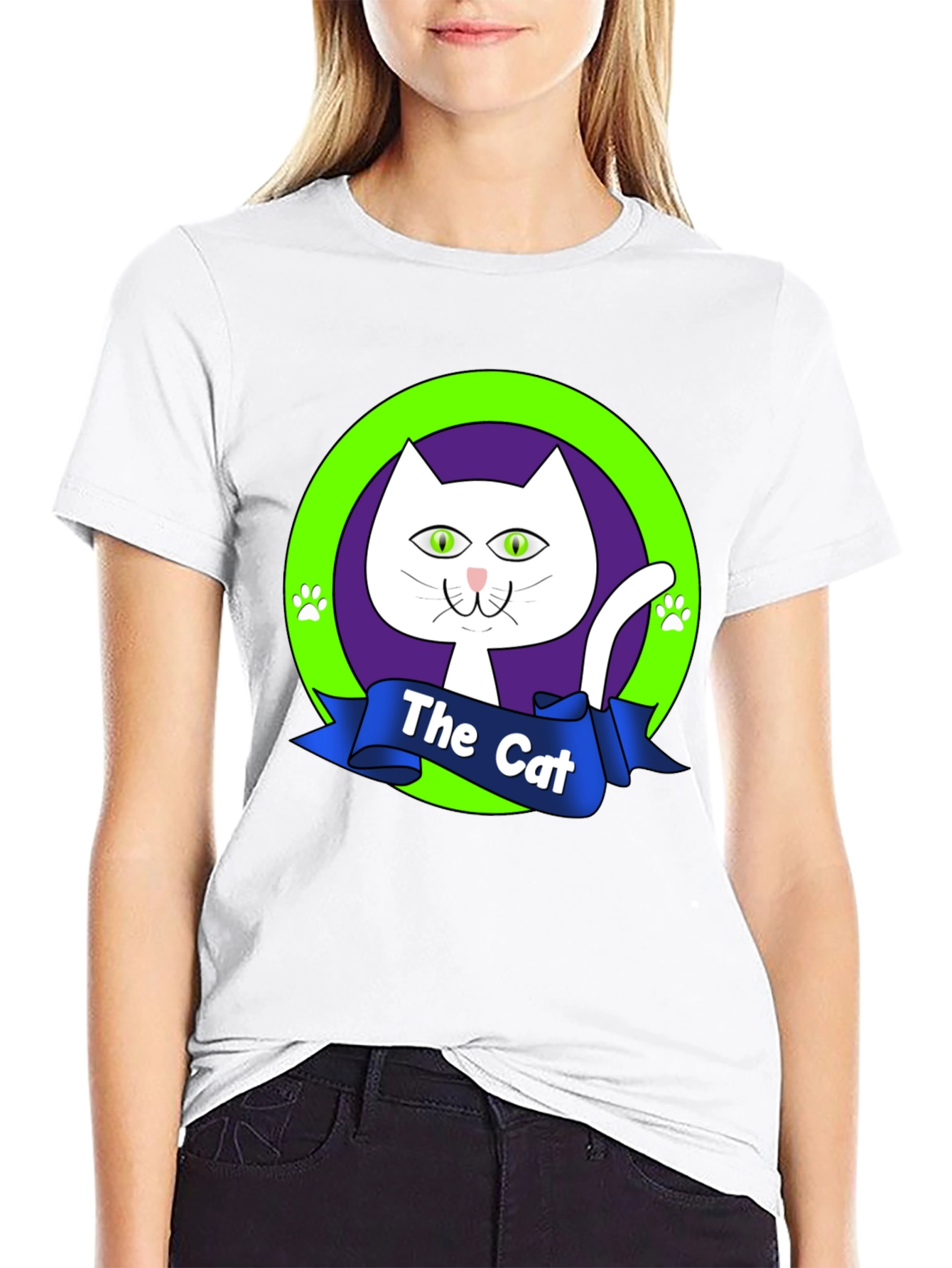 Black The Cat Graphic Tee - Purrfectly Stylish Black T-Shirt view 9