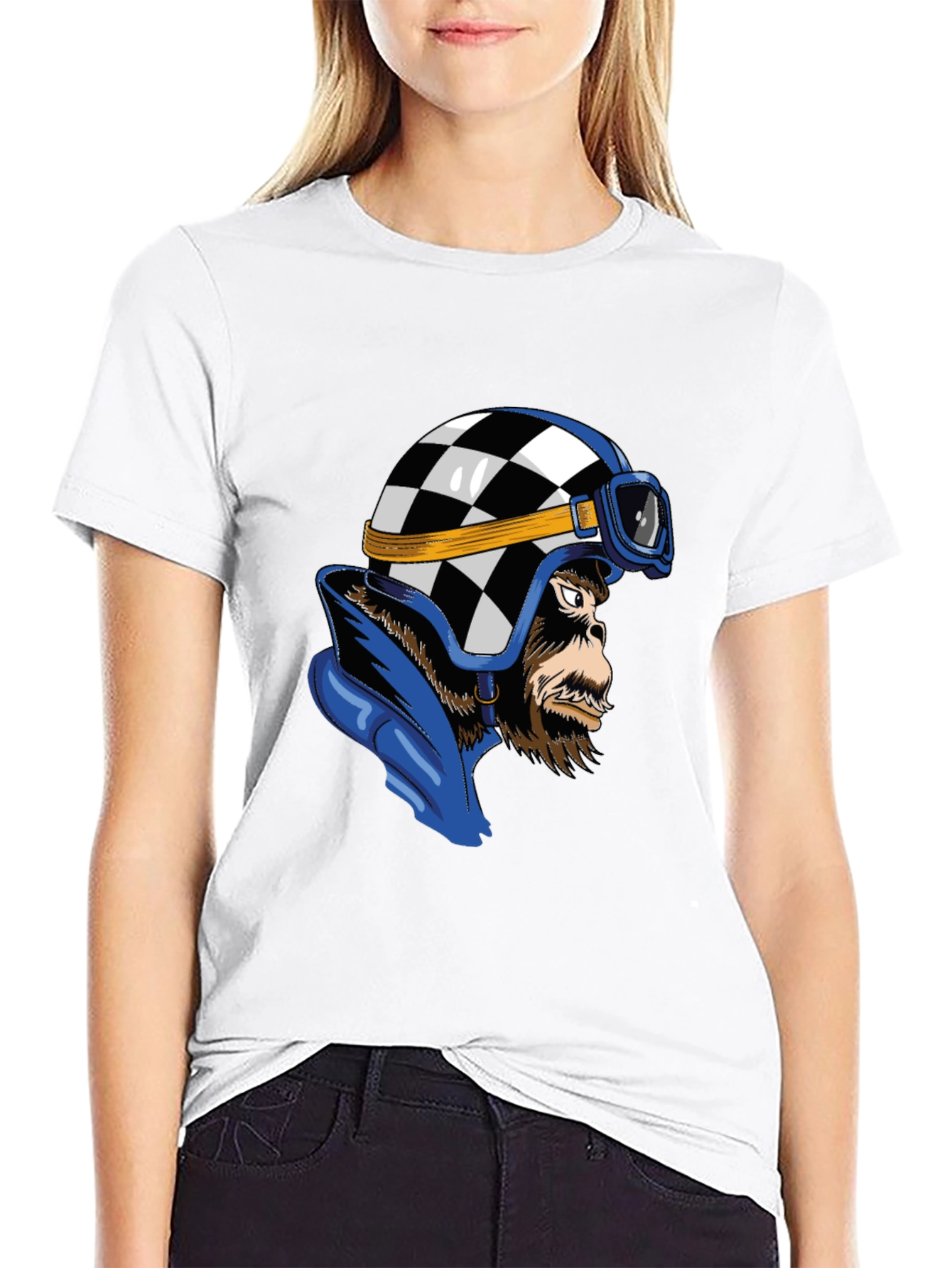 Black Retro Racer Gorilla Graphic T-Shirt view 9
