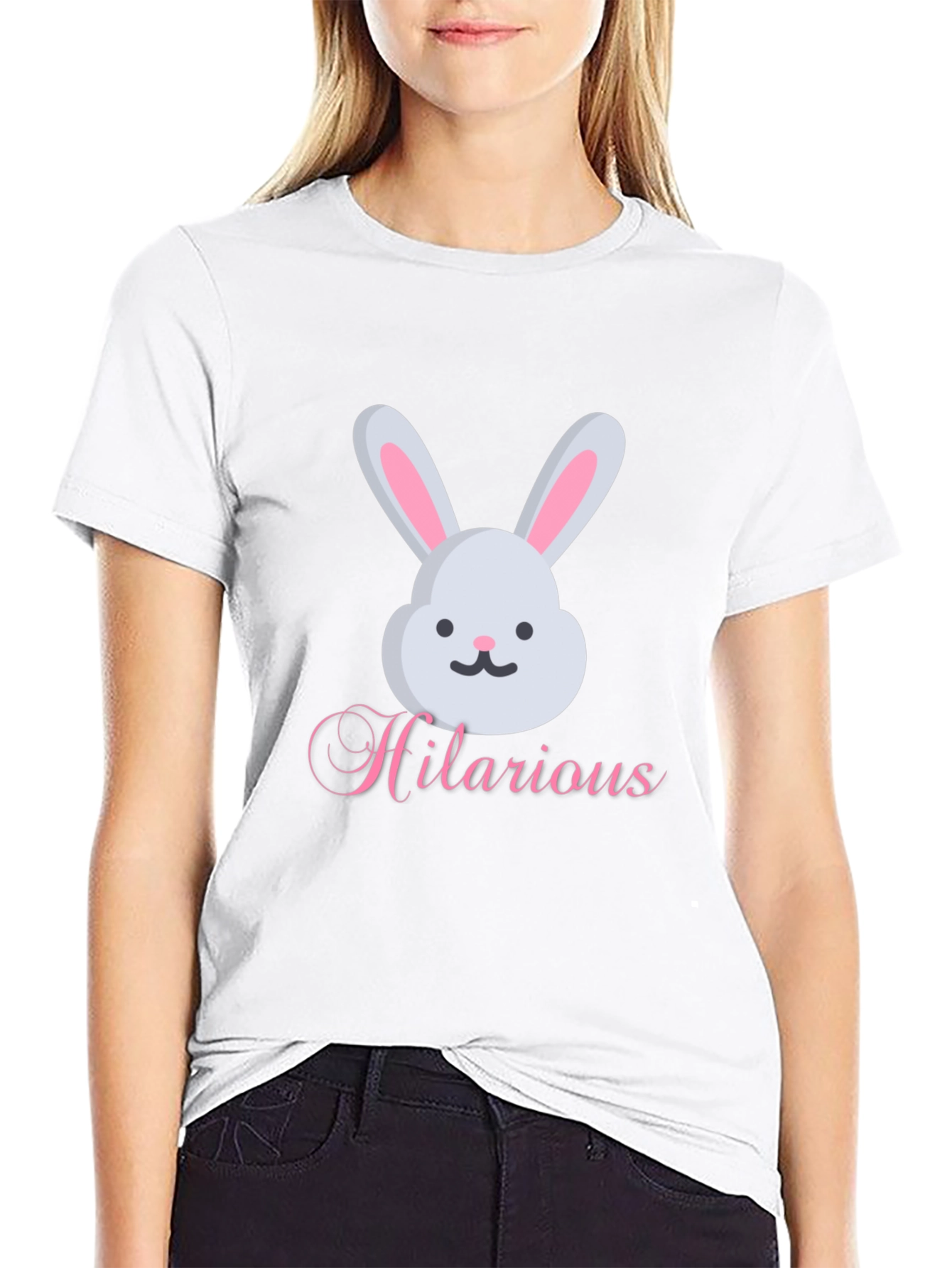 Black Hilarious Bunny Graphic Tee - Soft Cotton Blend view 9