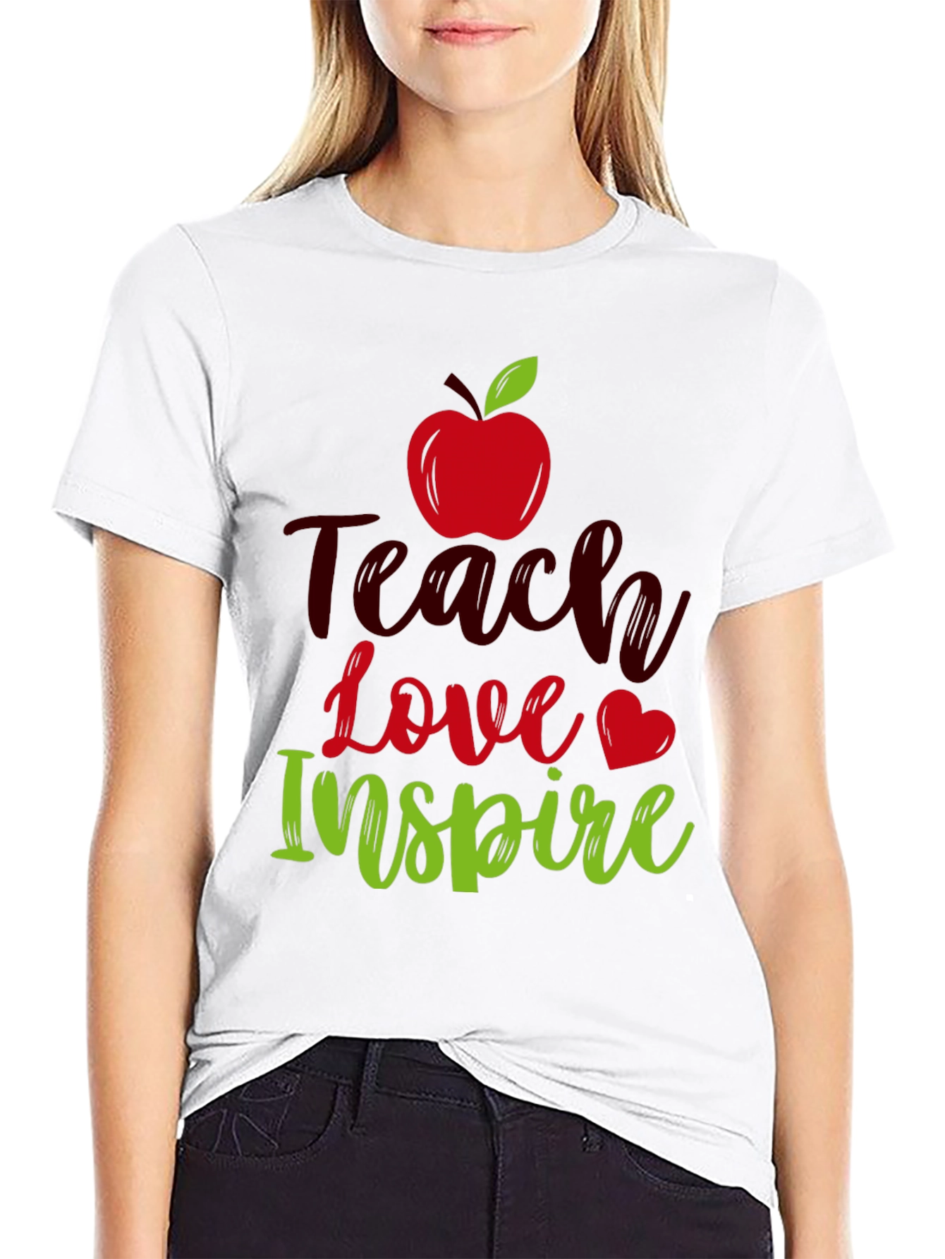 Black Teach Love Inspire T-Shirt Teacher Appreciation Gift view 9
