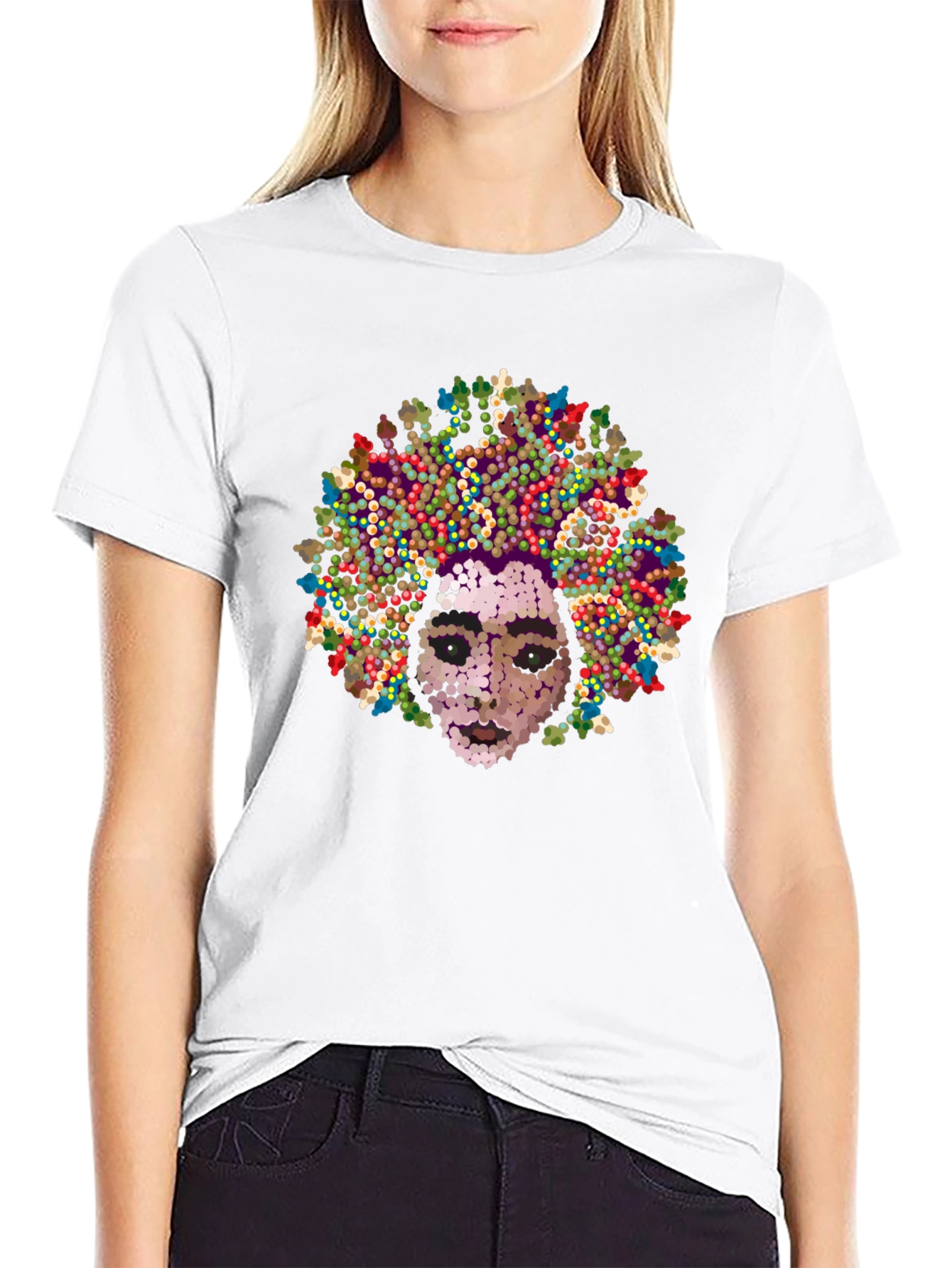 Black Abstract Afro Face Black T-Shirt view 9