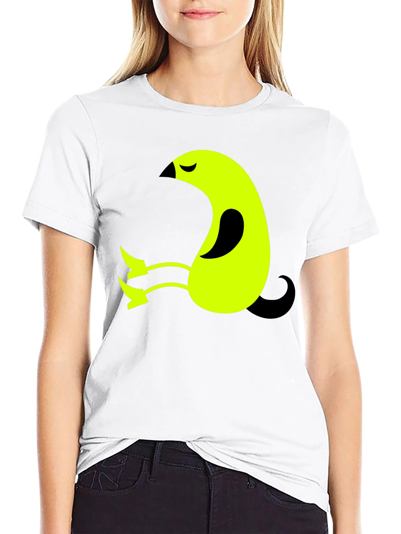 Black Abstract Bird Graphic Tee - Soft Black Cotton view 9