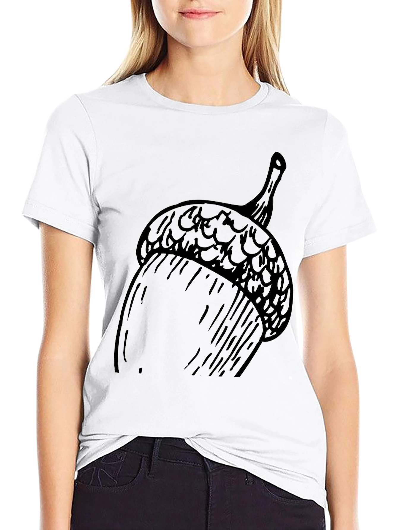 Black Acorn Graphic Tee - Nature Inspired Unisex T-Shirt view 9