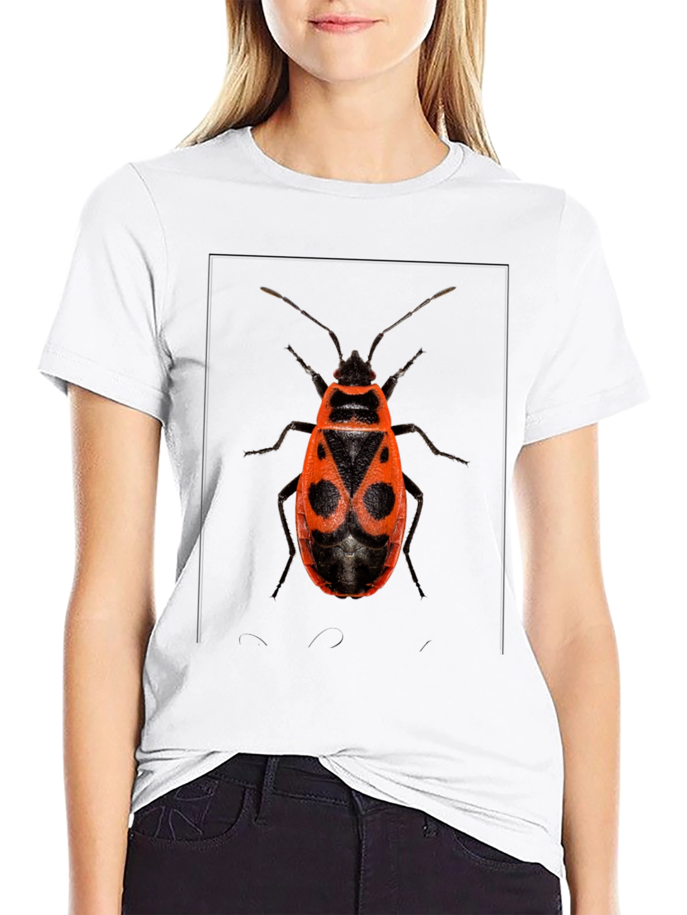 Black Bug Print Black Tee view 9