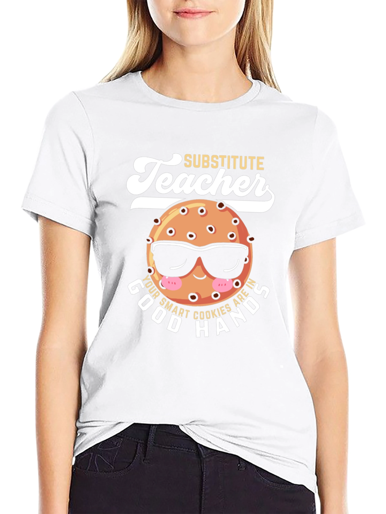 Black Substitute Teacher Cookie T-Shirt Funny Tee view 9