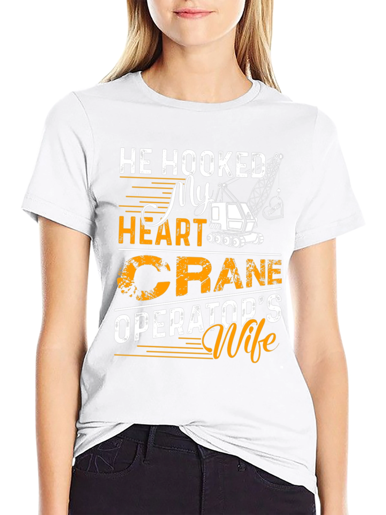 Black Crane Operator's Wife T-Shirt, He Hooked My Heart view 9