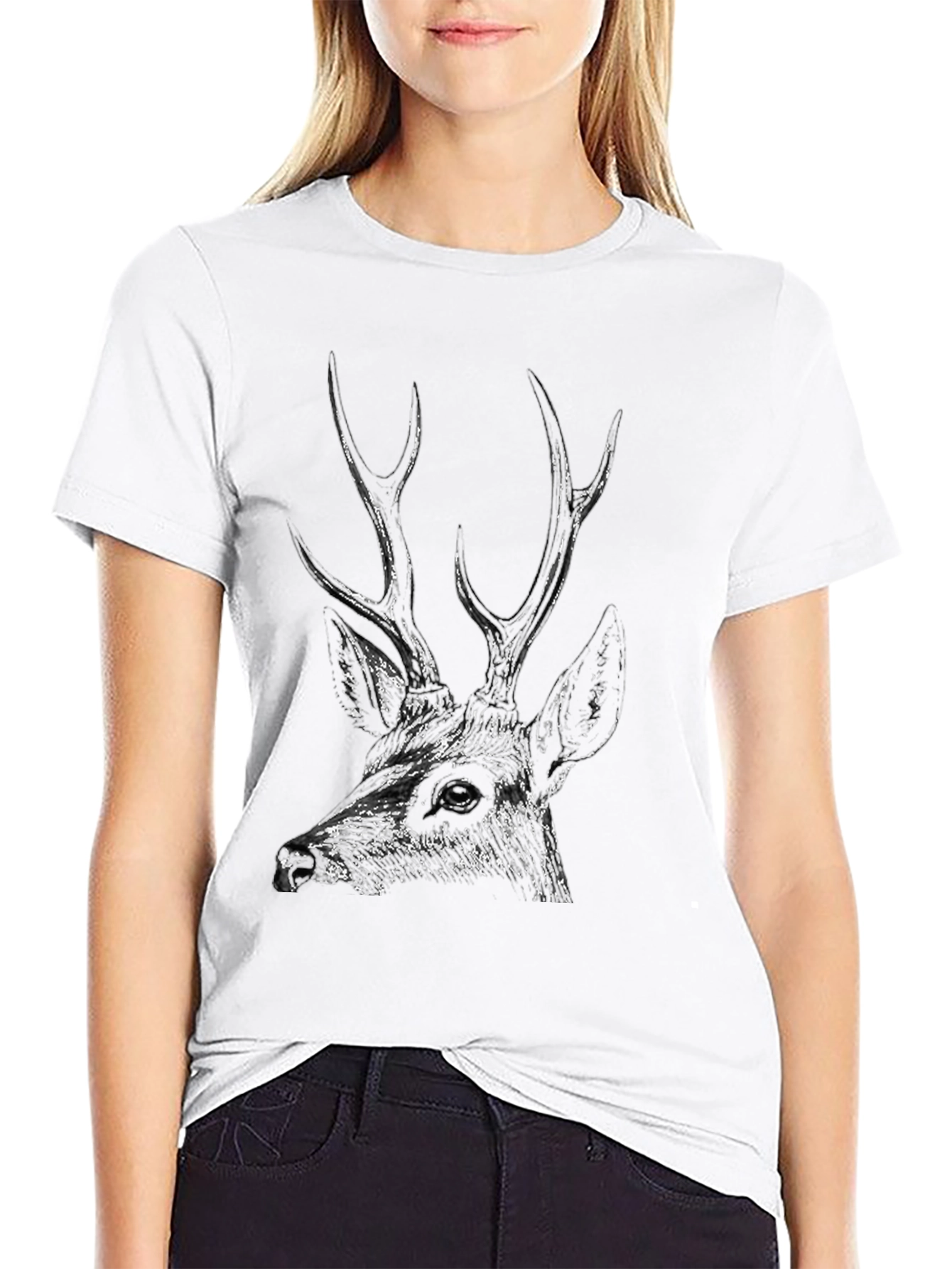 Black Men's Black Deer Graphic Tee - Stylish & Unique Design view 9