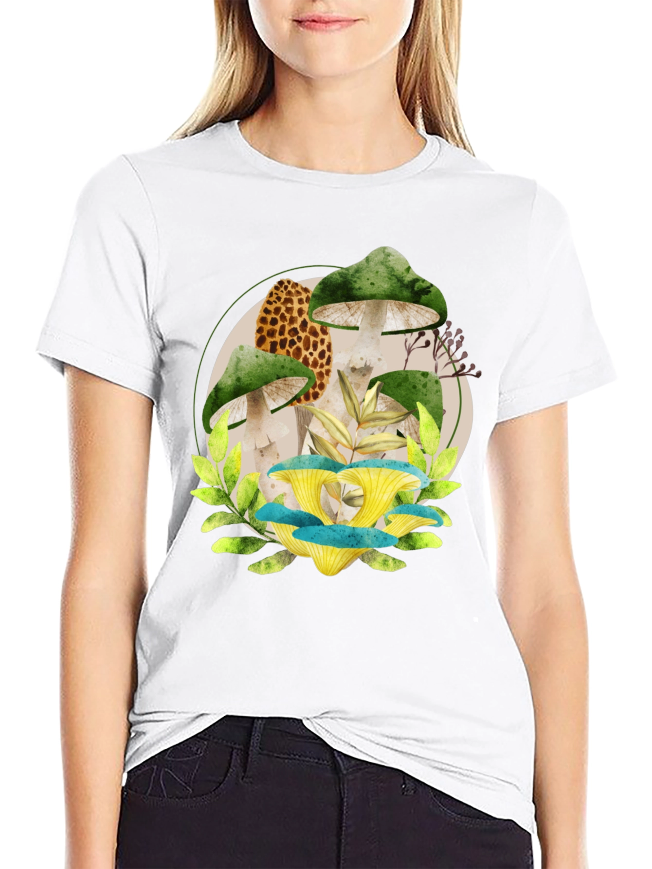 Black Mushroom Graphic Tee - Unique Nature Design view 9