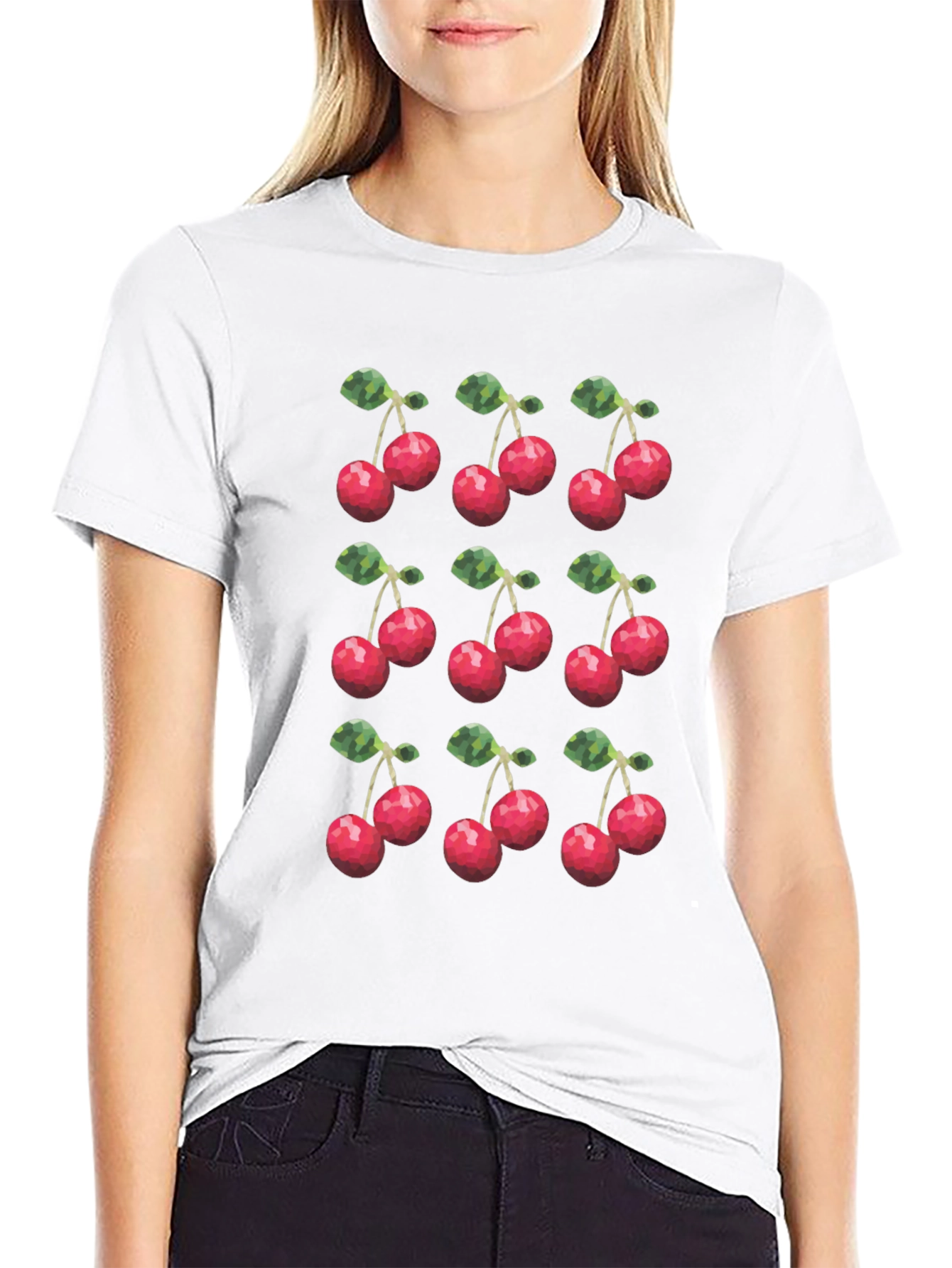 Black Cherry Print Black T-Shirt view 9