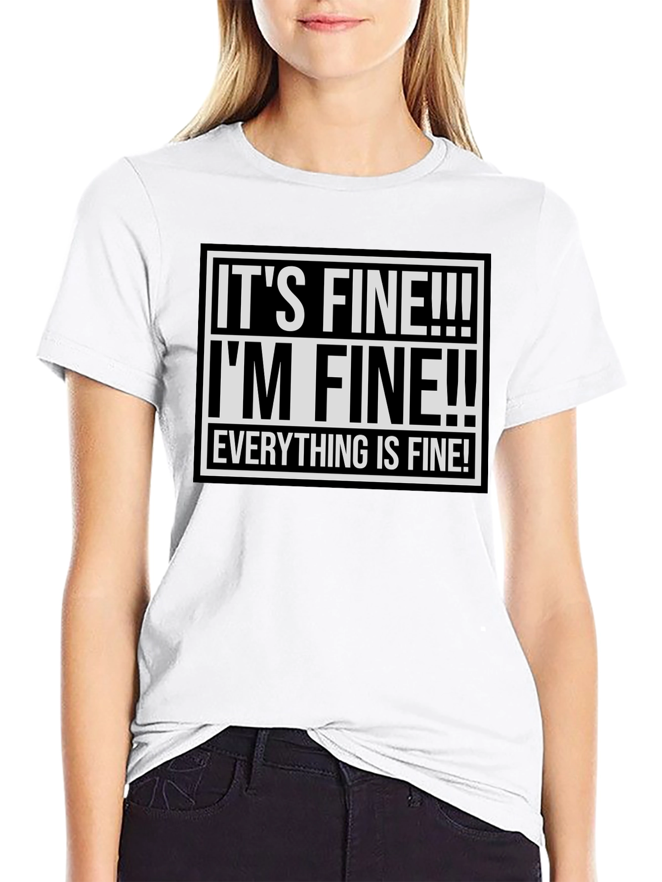 Black It's Fine! Graphic Tee - Funny Sarcastic Shirt view 9