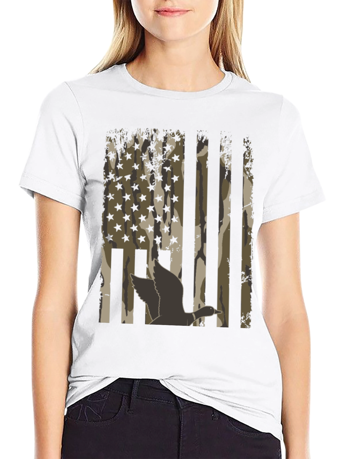 Black Duck Camo USA Flag T-Shirt view 9