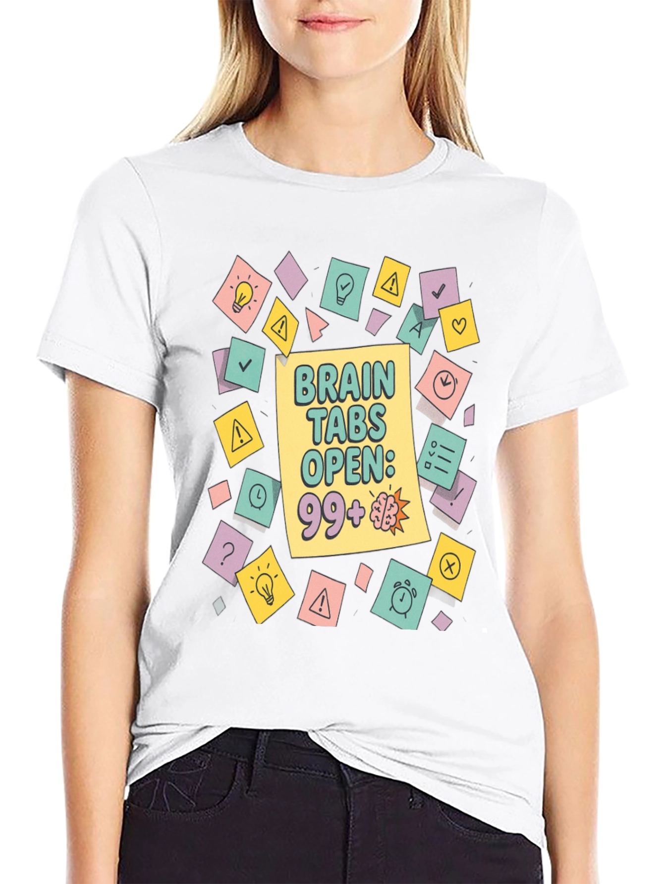 Black Brain Tabs Open T-Shirt - Clever Graphic Tee view 9