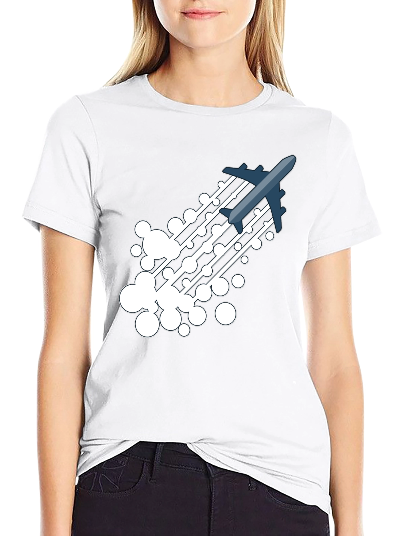 Black Airplane Trail Graphic Tee - Black Cotton Blend Shirt view 9