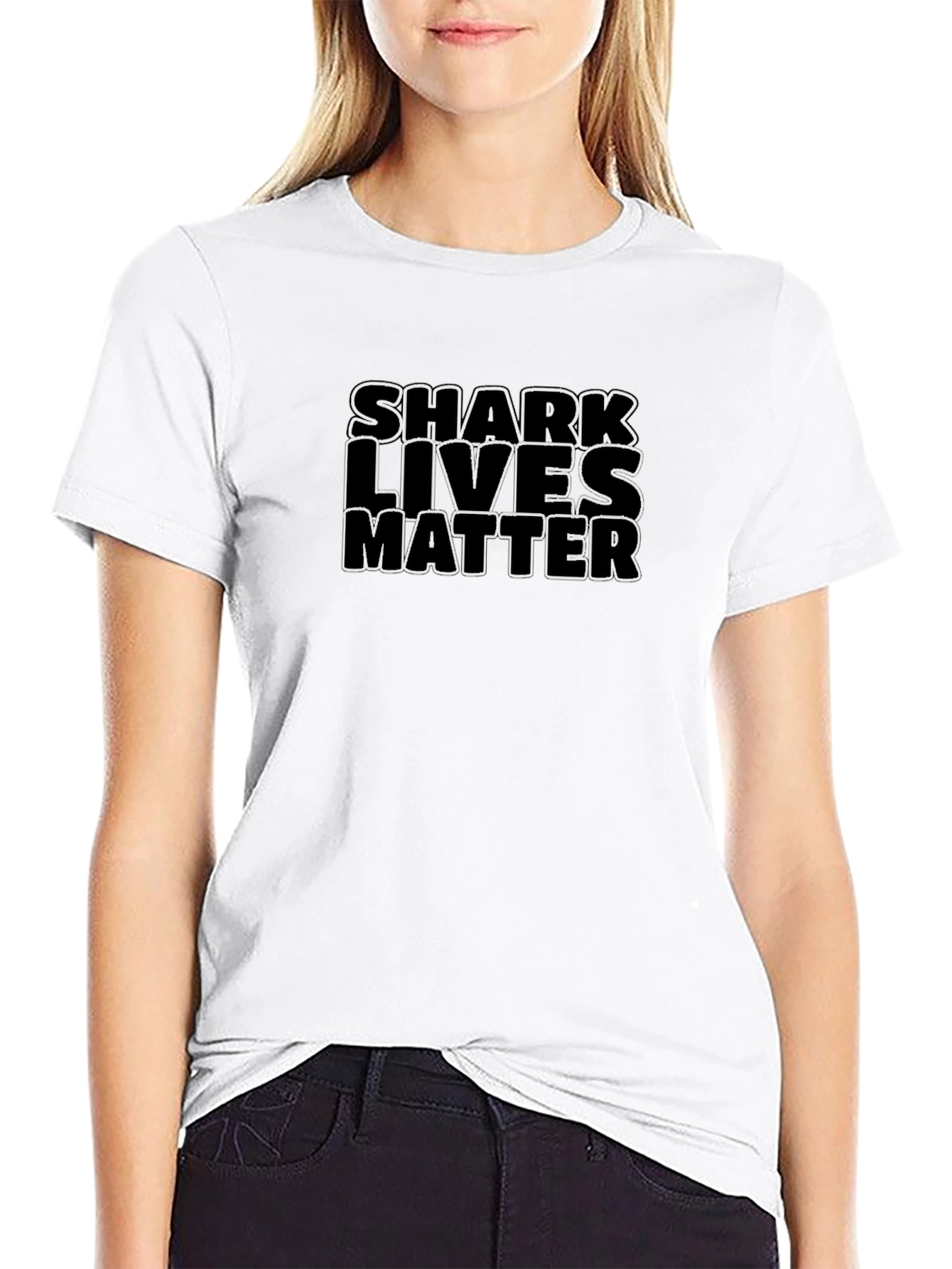 Black Shark Lives Matter - Black Crew Neck T-Shirt view 9