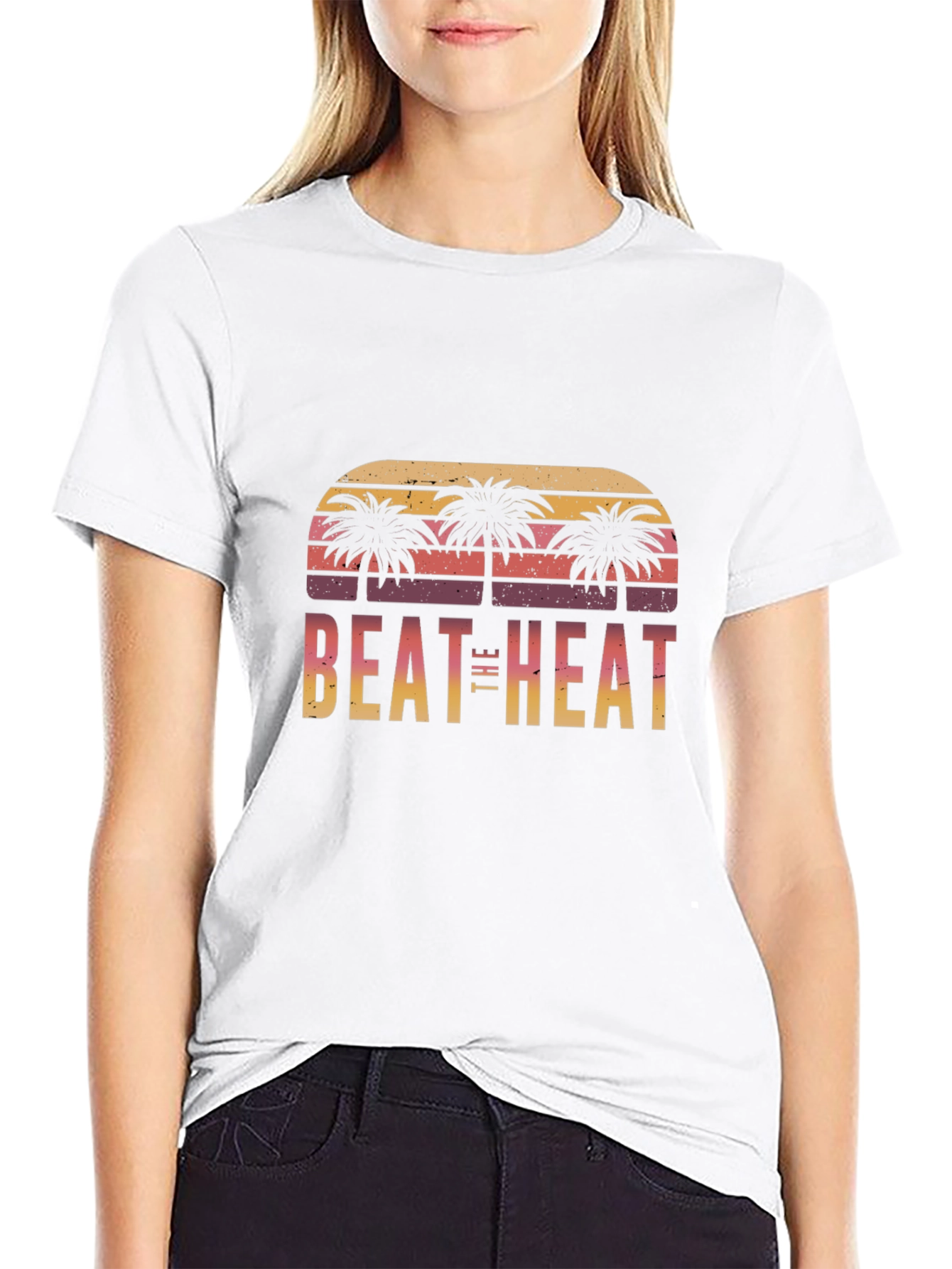 Black Beat The Heat Palm Tree Graphic Tee view 9