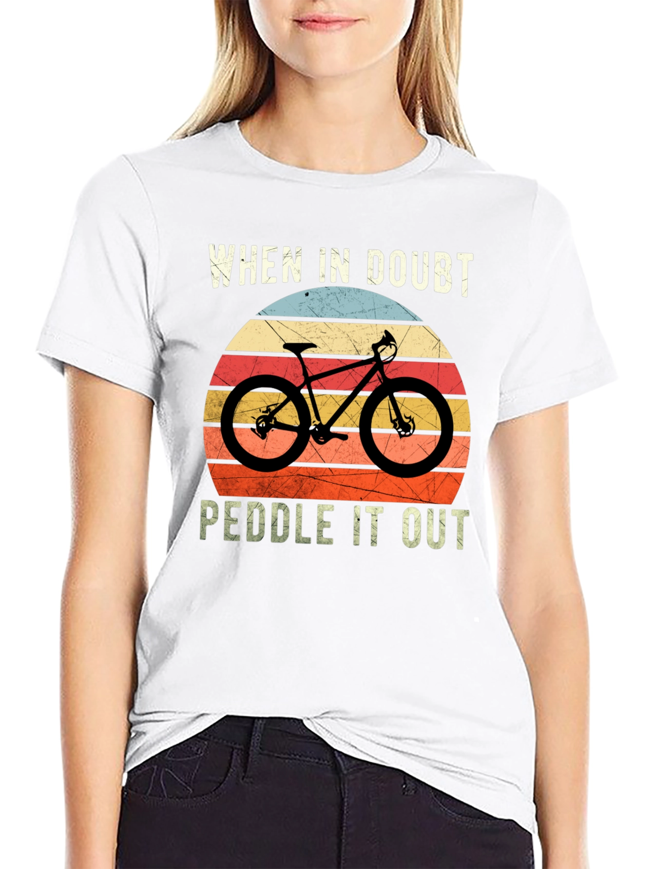 Black When In Doubt Peddle It Out T-Shirt view 9