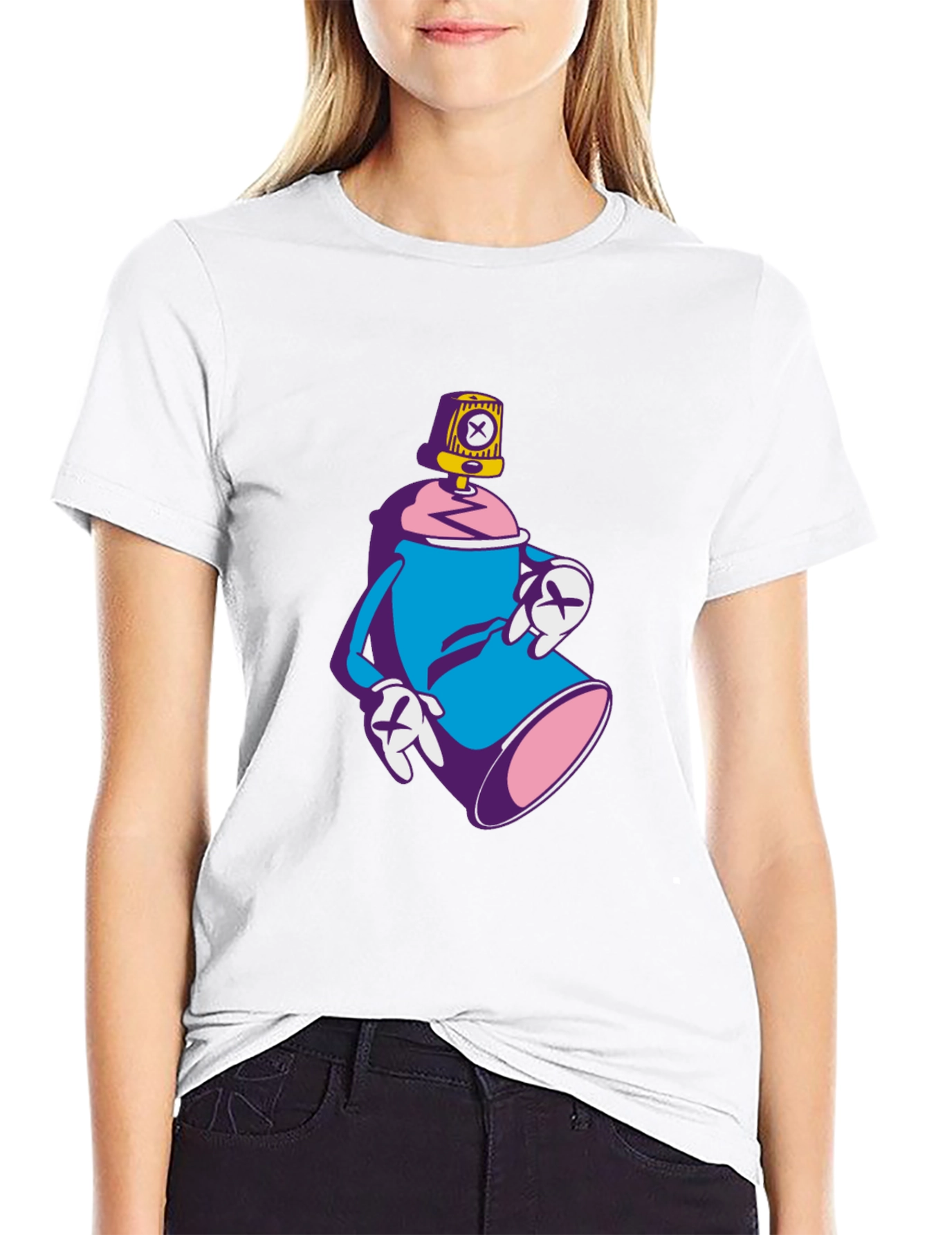 Black Spray Paint Can Graphic Tee - Cool Cartoon Design view 9