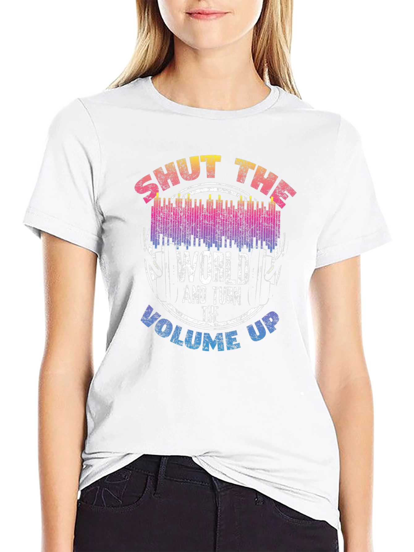 Black Shut The World Up Graphic T-Shirt view 9