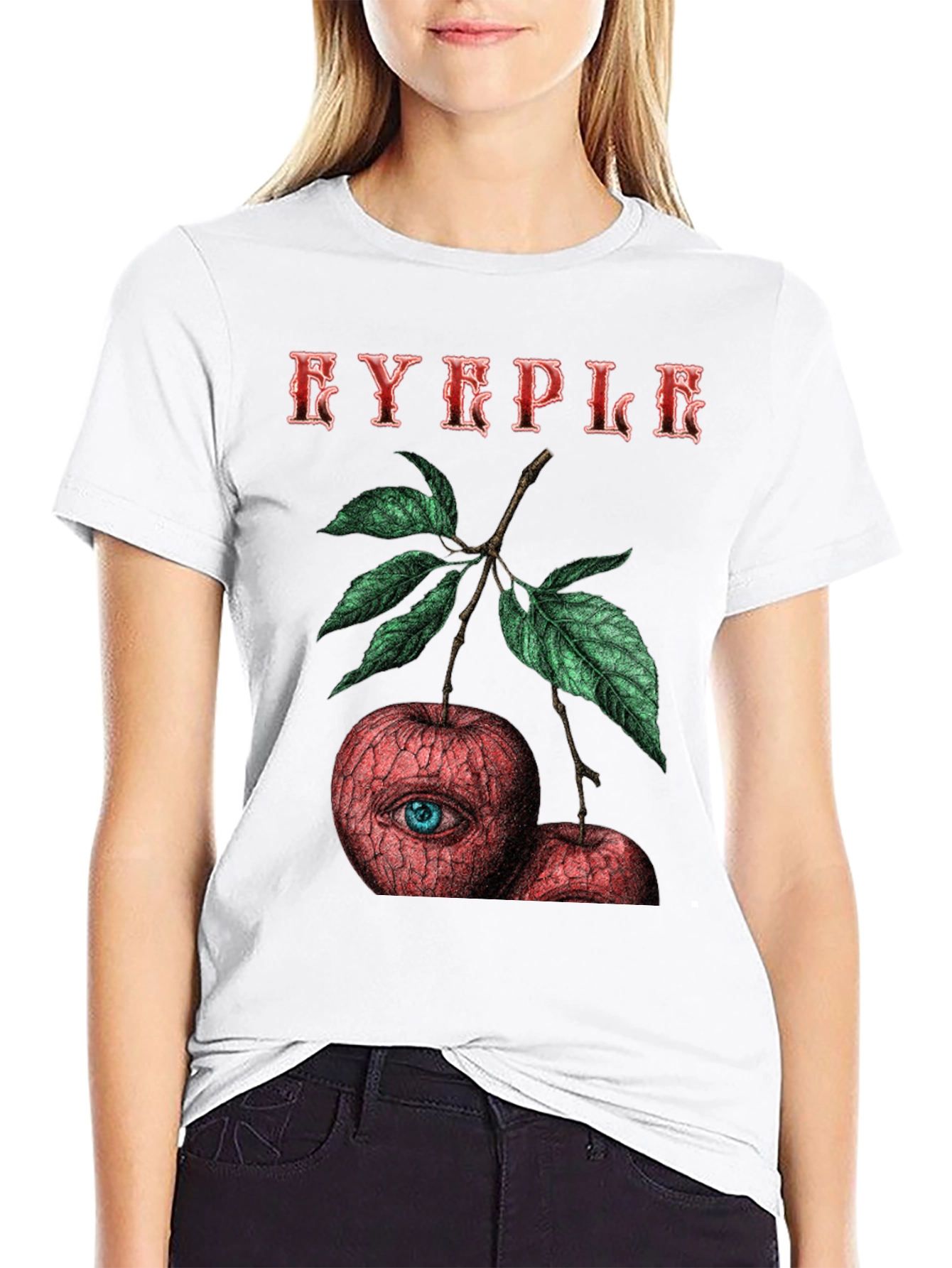 Black EYEPLE Graphic T-Shirt - Eye Apple Design view 9
