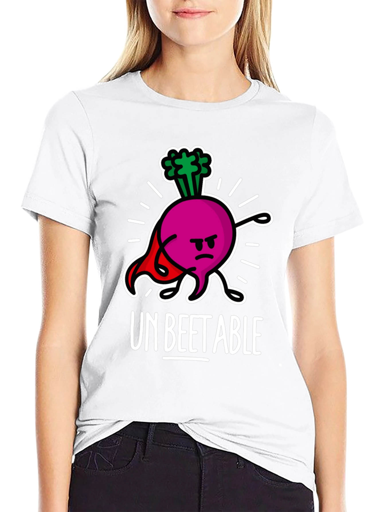 Black Un-Beetable Humor Tee: Super Beet Graphic T-Shirt view 9