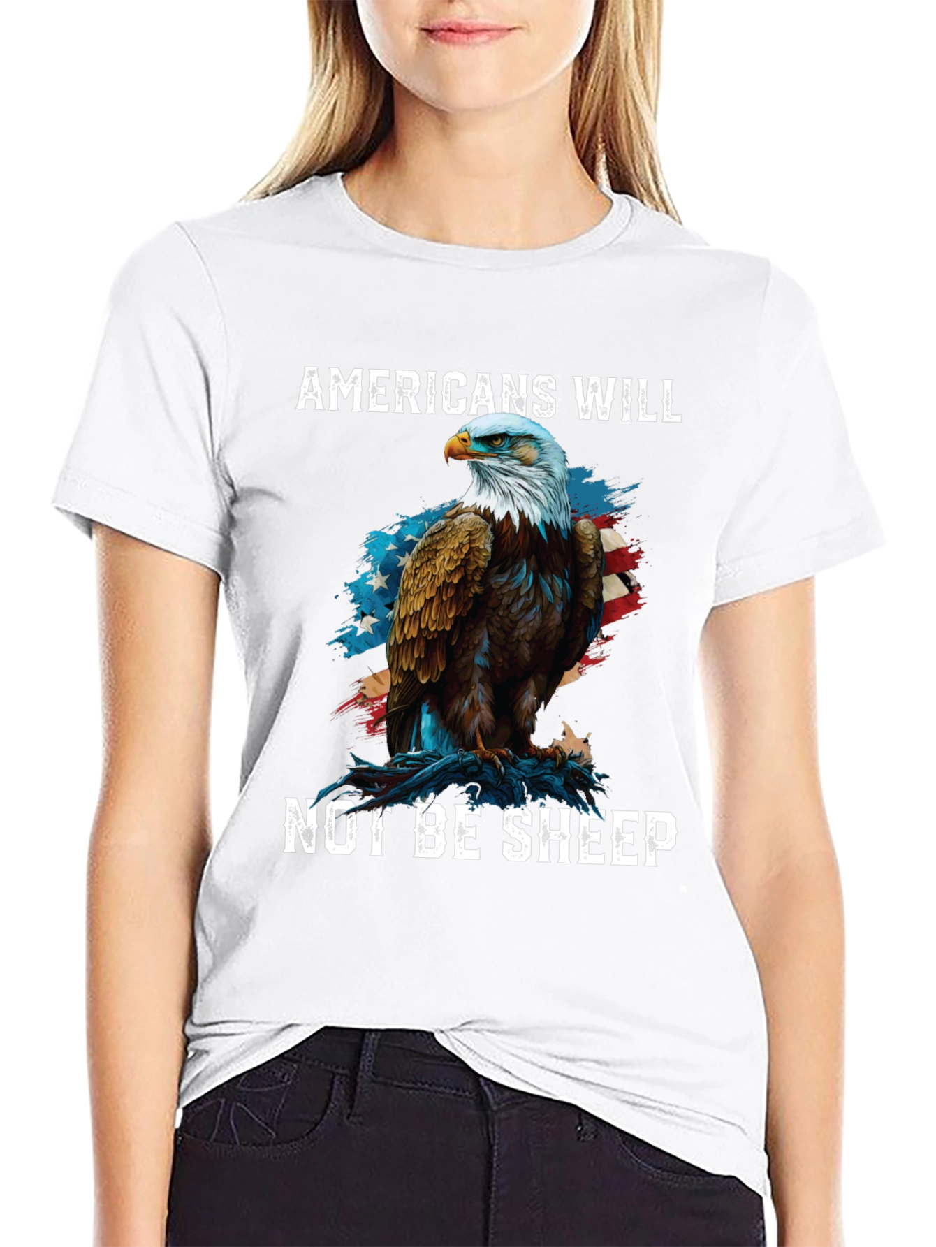 Black Americans Will Not Be Sheep Eagle Graphic Tee view 9
