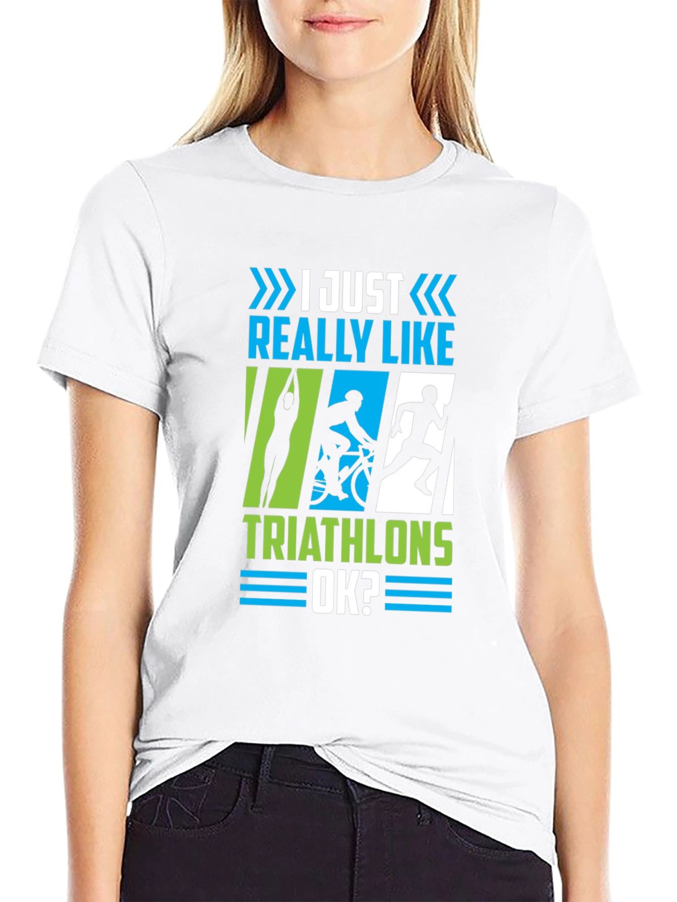 Black Triathlon Lover T-Shirt - I Just Really Like Triathlons OK? view 9
