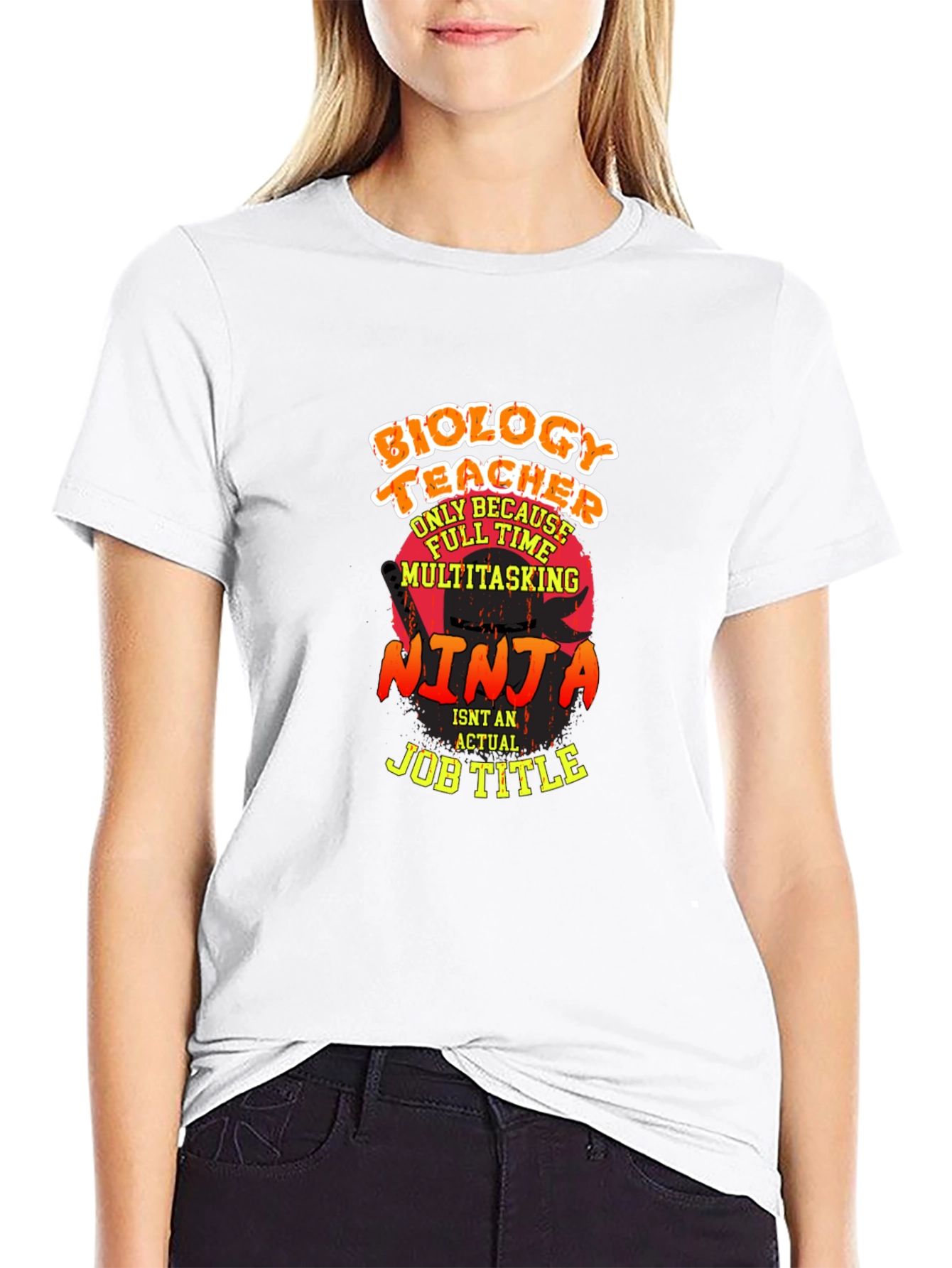 Black Biology Teacher Ninja Graphic Tee view 9