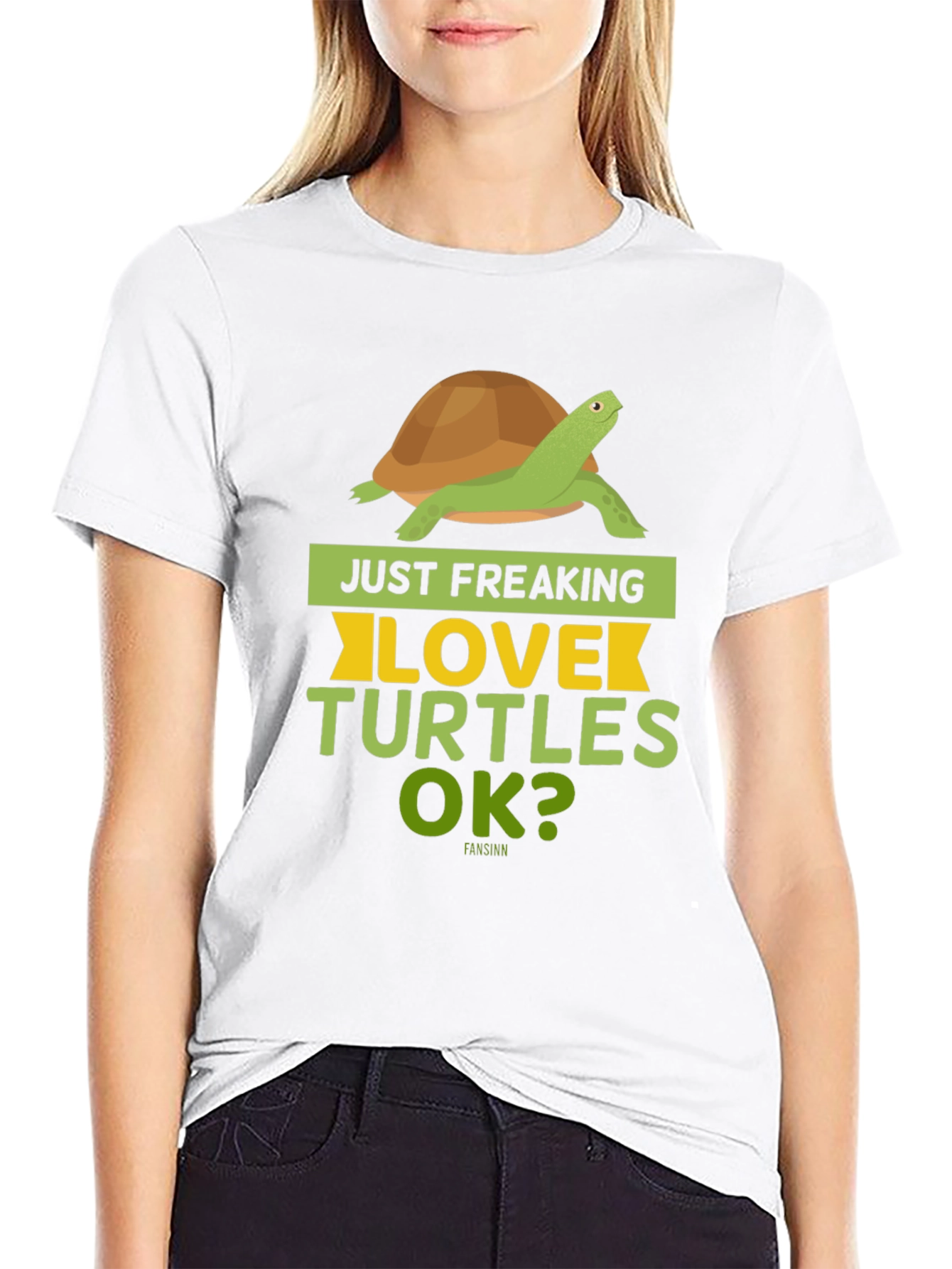 Black Just Freaking Love Turtles OK? T-Shirt view 9