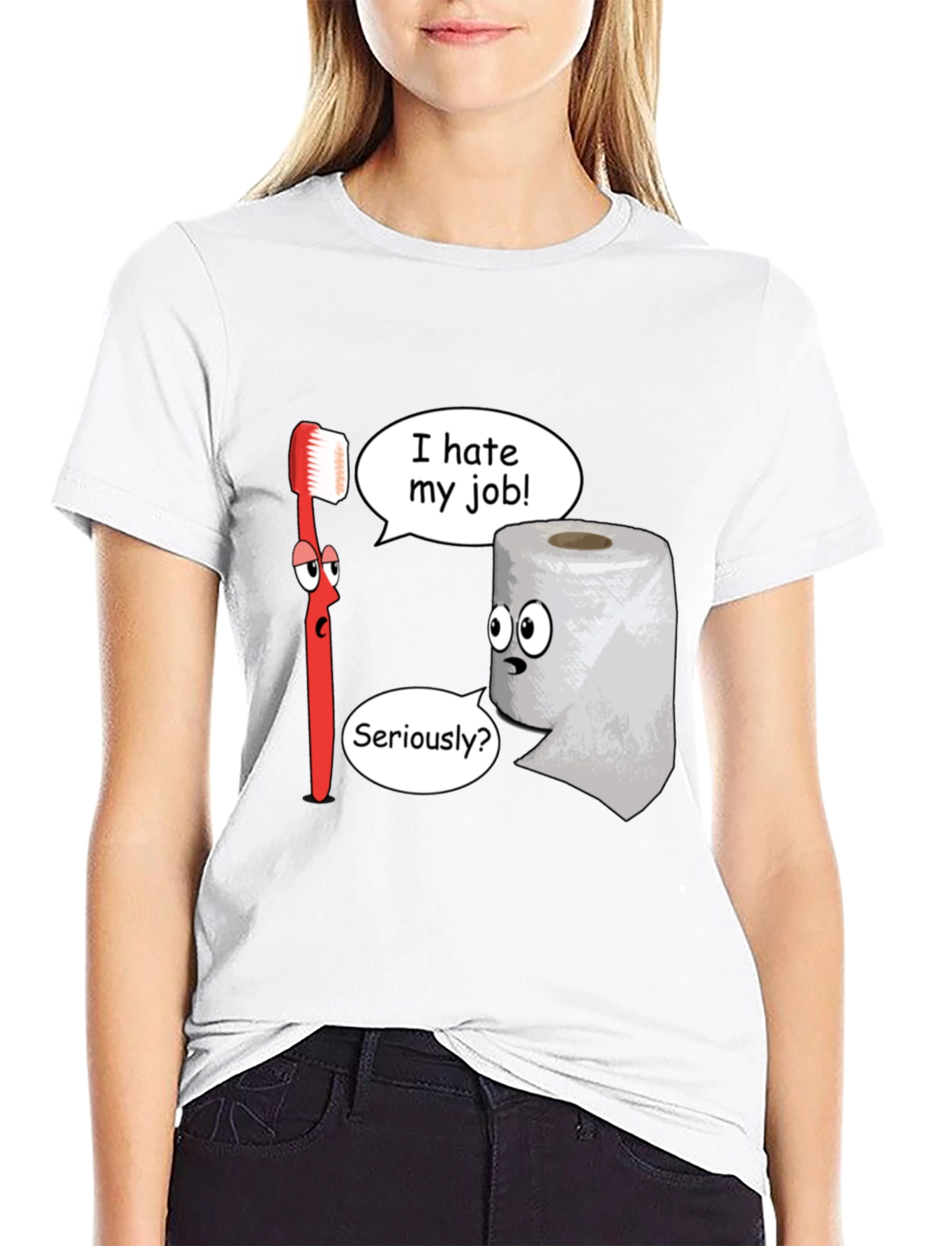 Black Funny Cartoon T-Shirt - I Hate My Job view 9