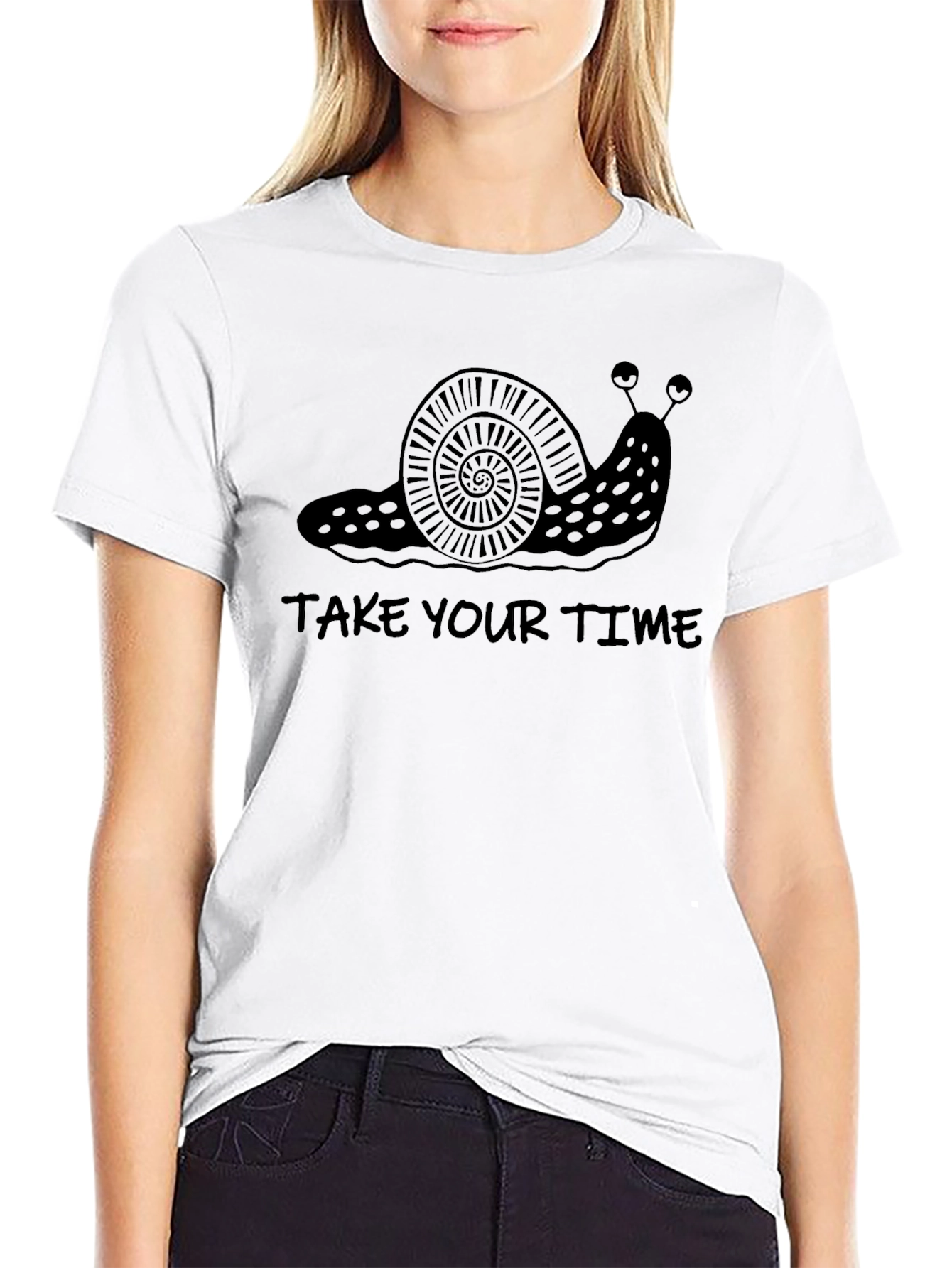 Black Take Your Time Snail T-Shirt - Unisex Black Tee view 9