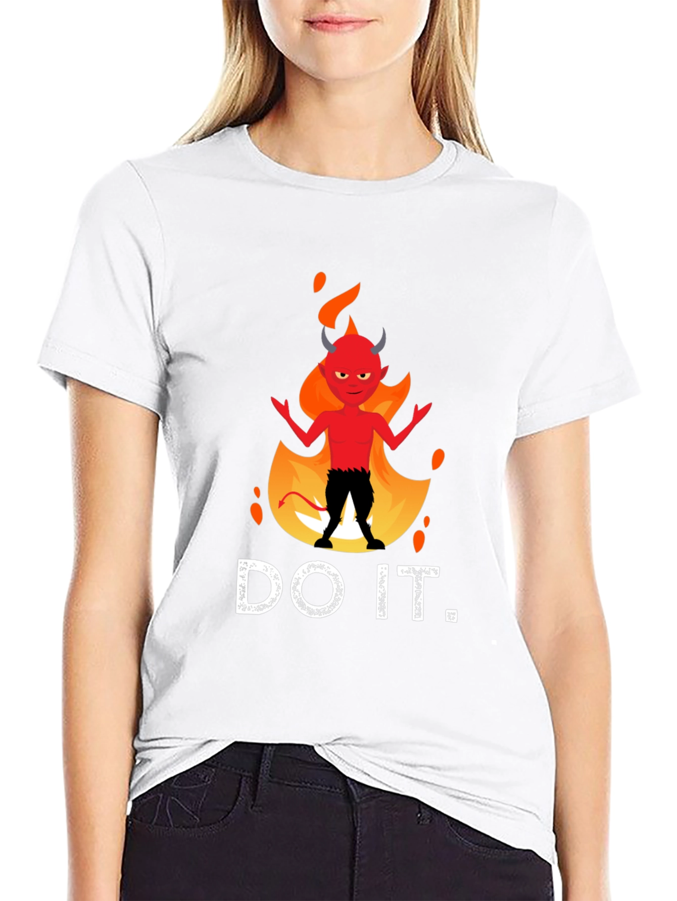 Black Do It Devil T-Shirt - Funny Graphic Tee view 9