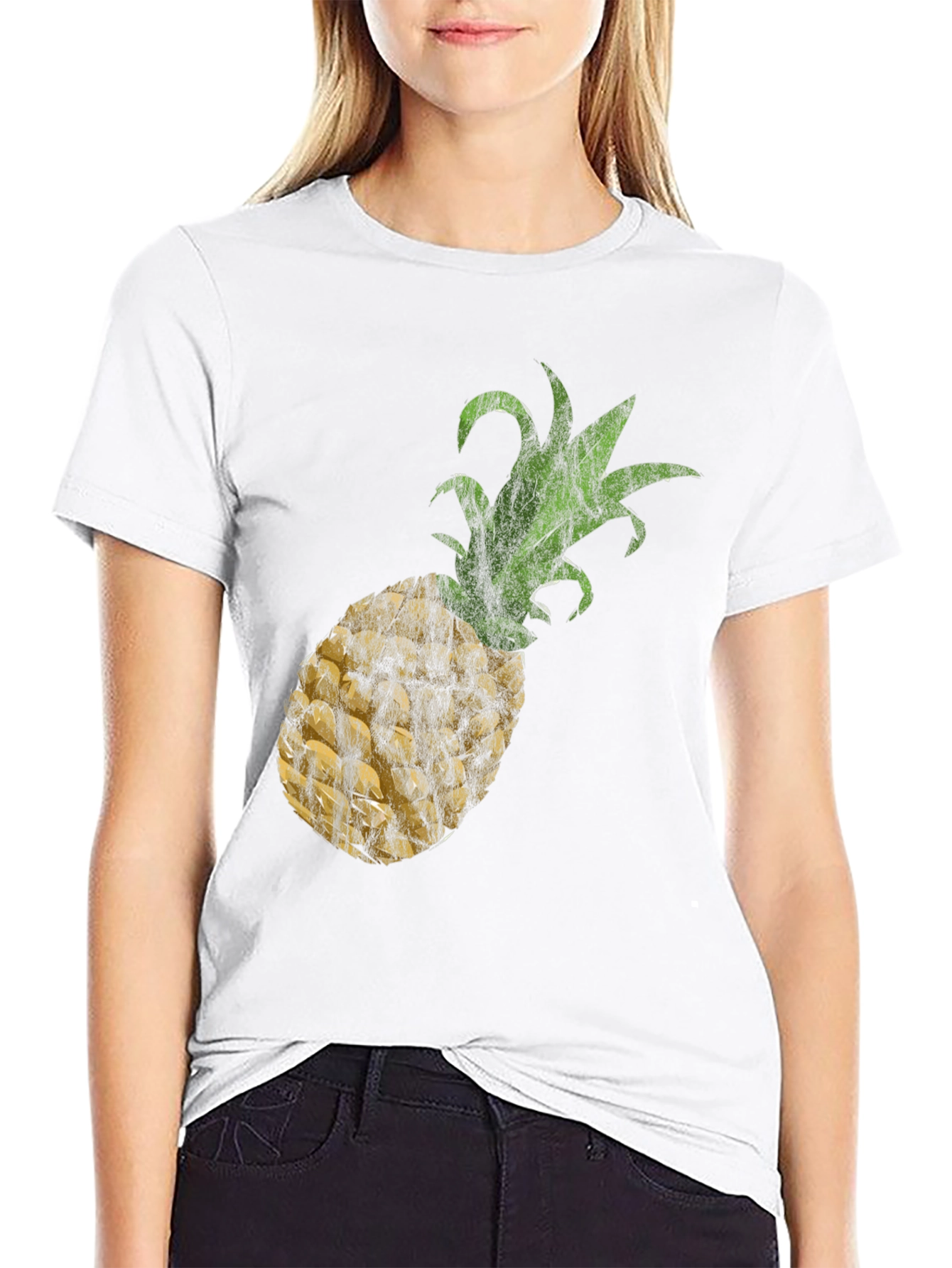 Black Pineapple Print Black Tee view 9