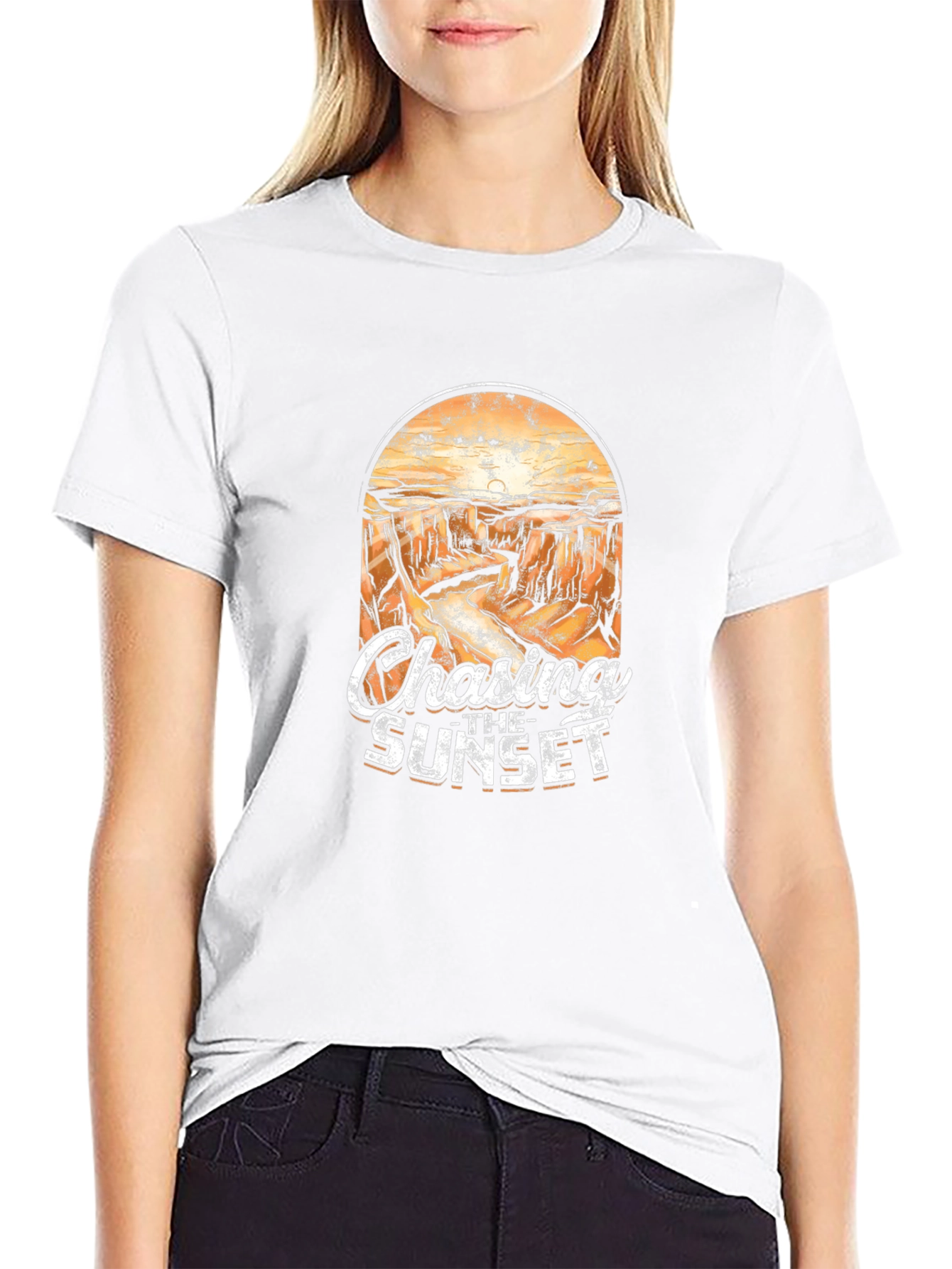 Black Chasing The Sunset Graphic T-Shirt view 9